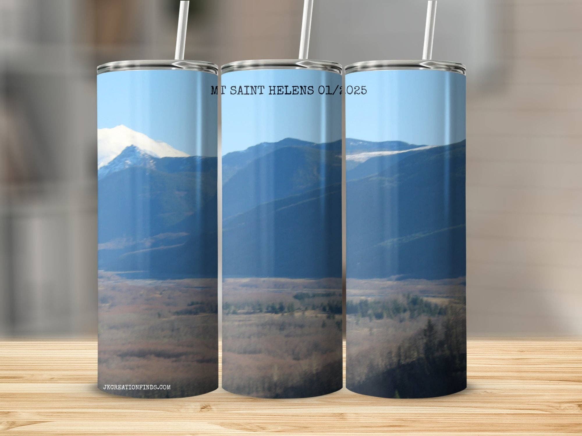 Scenic Mountain View Tumbler, Outdoor Adventure Travel Mug, Nature Lover's Gift, Ideal for Hikers and Campers, Mt. Saint Helens Design