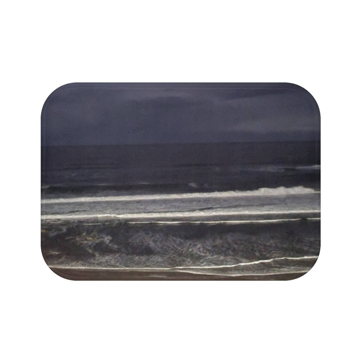 Ocean Waves Bath Mat, Moody Beach Decor, Dark Blue Sea, Coastal Bathroom Rug, Nautical Home Gift, Unique Bath Mat, Artistic Ocean Art