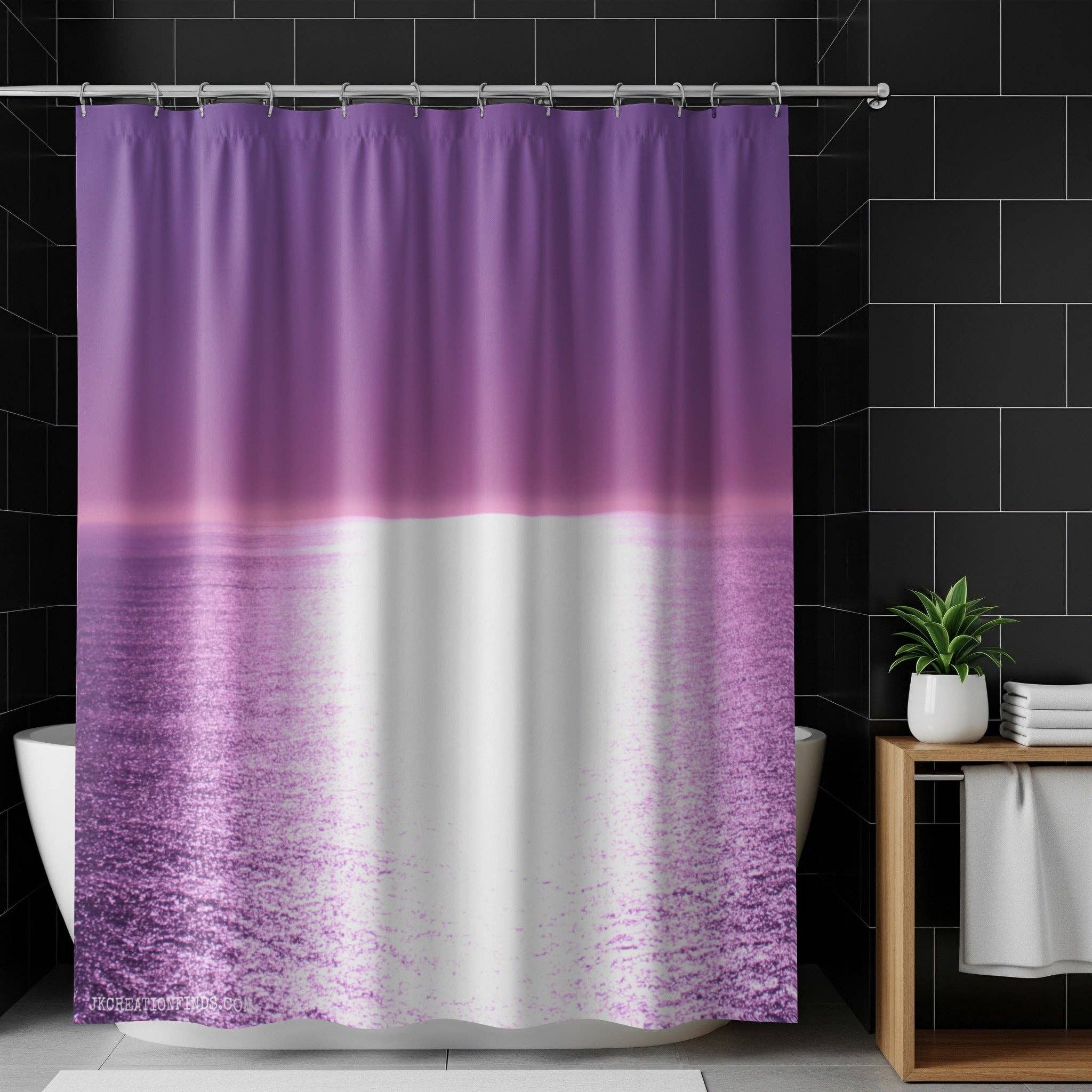 Purple Ocean Shower Curtain, Abstract Ocean Art, Calming Bathroom Decor, Coastal Home Decor, Spa Shower Curtains, Unique Bathroom Accessory