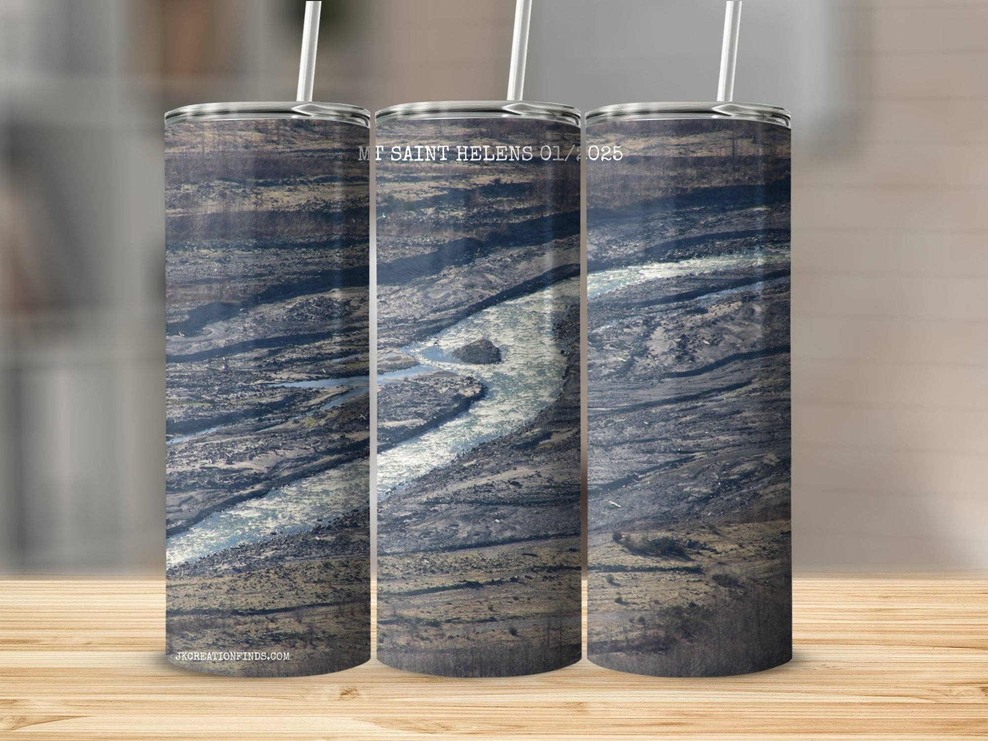 Tumbler with Mt Saint Helens Design, Unique Travel Souvenir, Nature Inspired Drinkware, Scenic Landscape Tumbler Gift Item