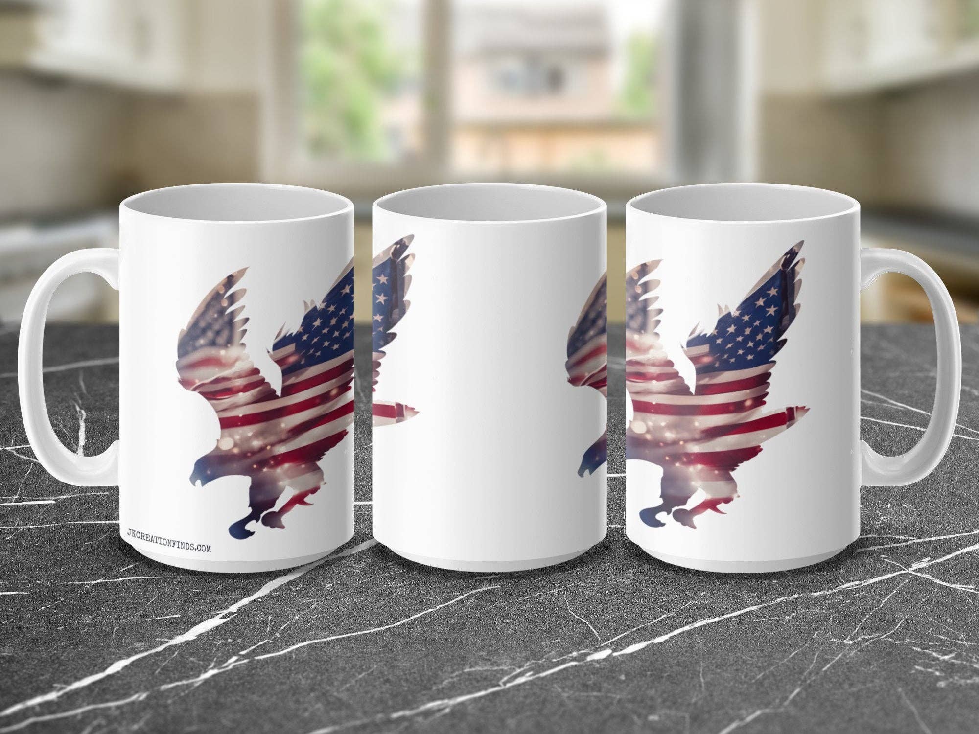 Patriotic eagle mug with USA flag design, perfect for Independence Day and Memorial Day, ideal gift for veterans and patriots