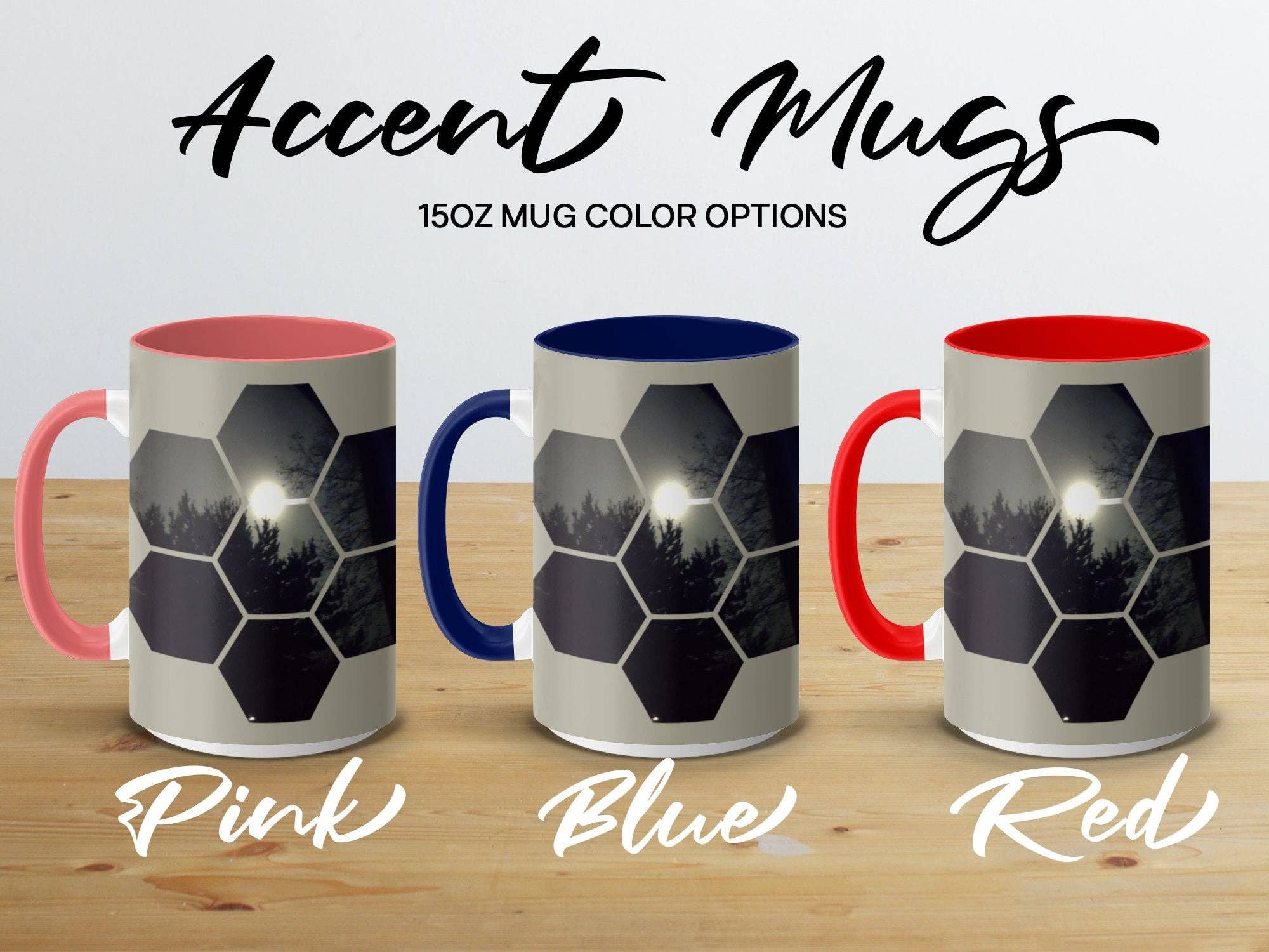 Unique Hexagon Sun Moon Mug, Geometric Design Mug, Eyecatching Sun Moon Art Mug, Perfect Gift Mug, Customizable Personalized Mug
