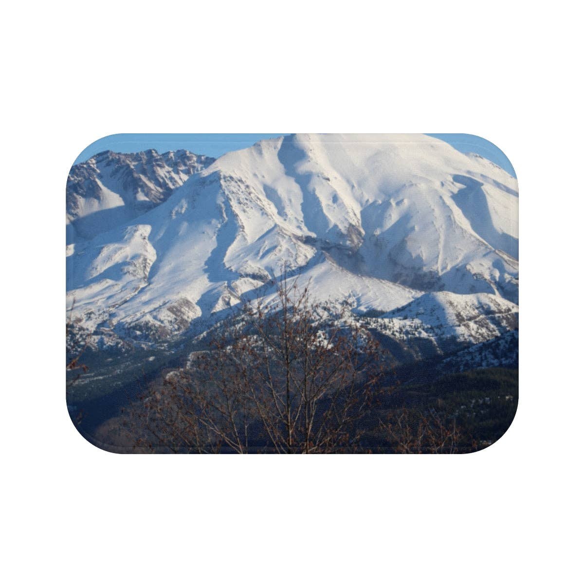 Snowy Mountain Peak Bath Mat, Winter Landscape Art, Nature Photography Bathroom Decor, Mountain Scenery, Home Decor, Rug, Unique Gift Idea