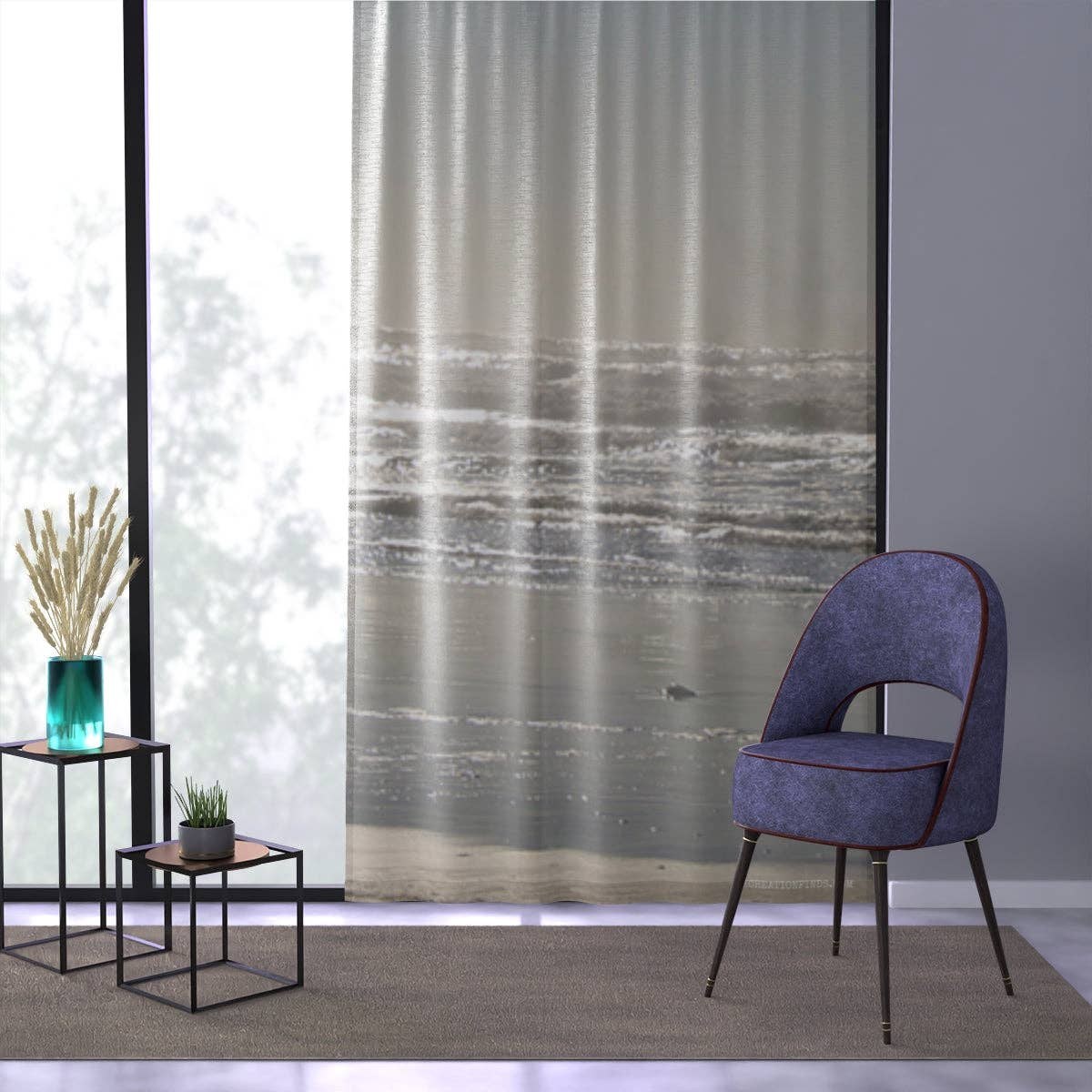 Ocean Wave Window Curtain, Beach Scenery Curtains, Coastal Home Decor, Seascape Window Treatment, Sunlight Waves, Relaxing View Curtain