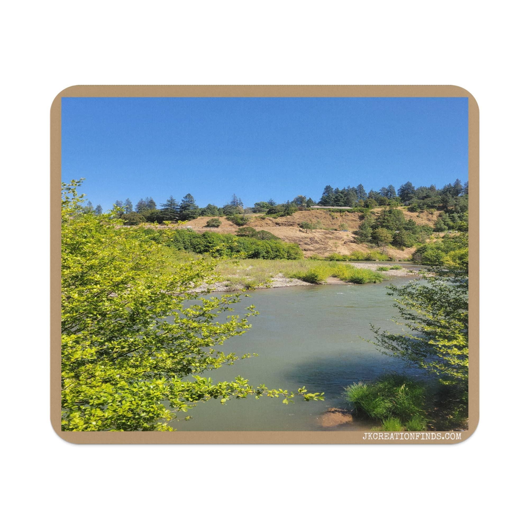Scenic Nature Landscape Mouse Pad, River and Forest Mouse Mat, Beautiful Natural View Desk Accessory, Ideal Gift for Nature Lovers