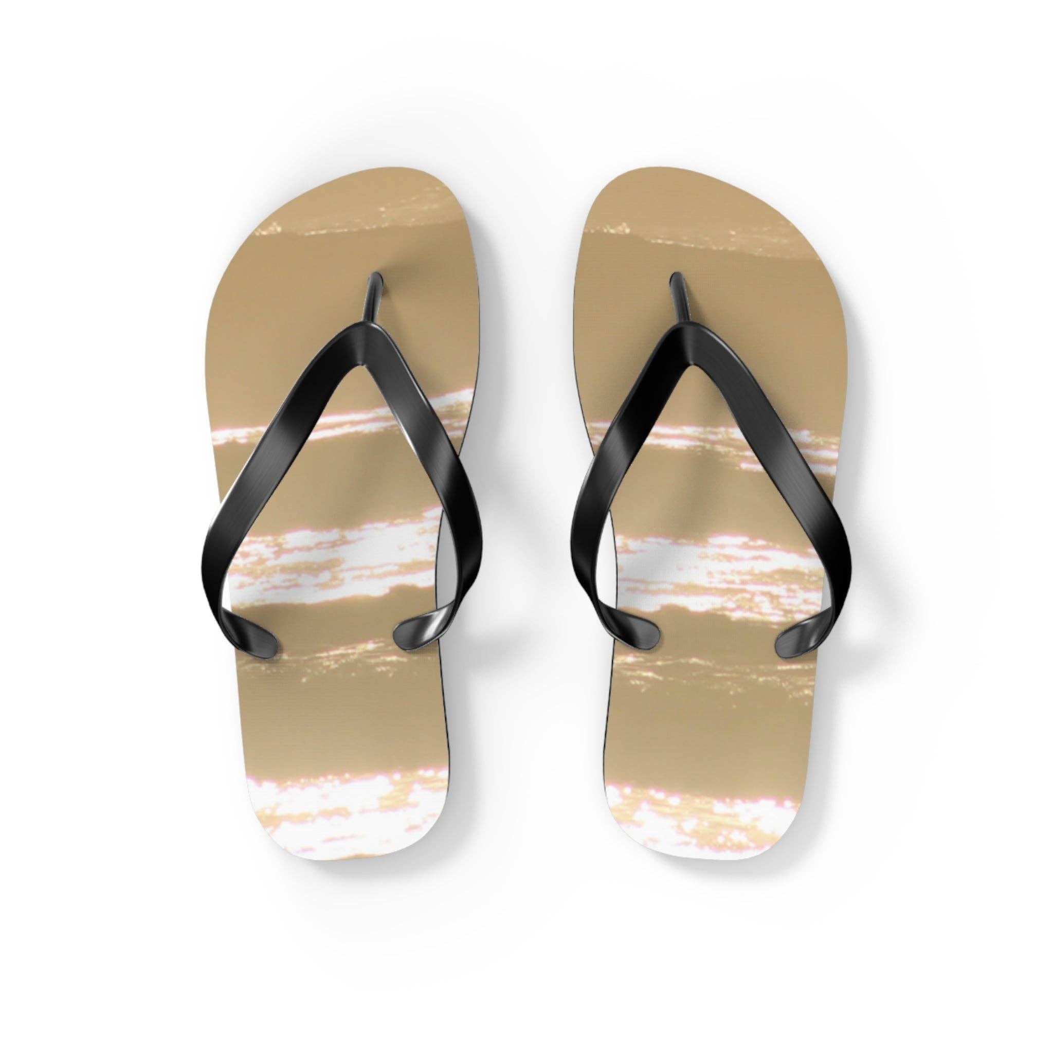 Sparkling Faux Gold Glitter Effect Flip Flops for Women | Glamorous Beach Sandals | Summer Vacation Footwear Gift