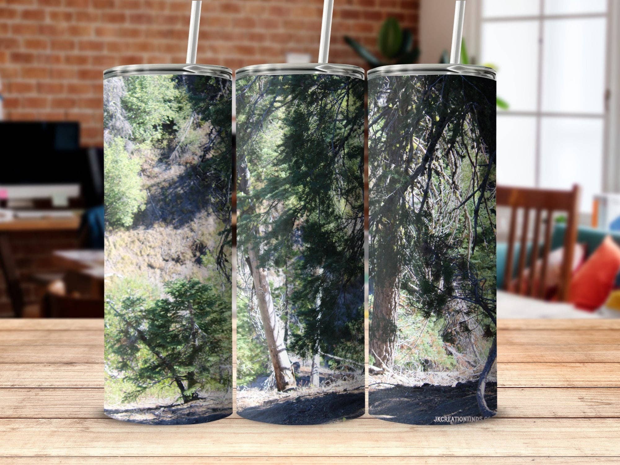 Scenic forest view tumbler, insulated travel mug, nature photography drinkware, eco friendly reusable cup, forest lovers gift
