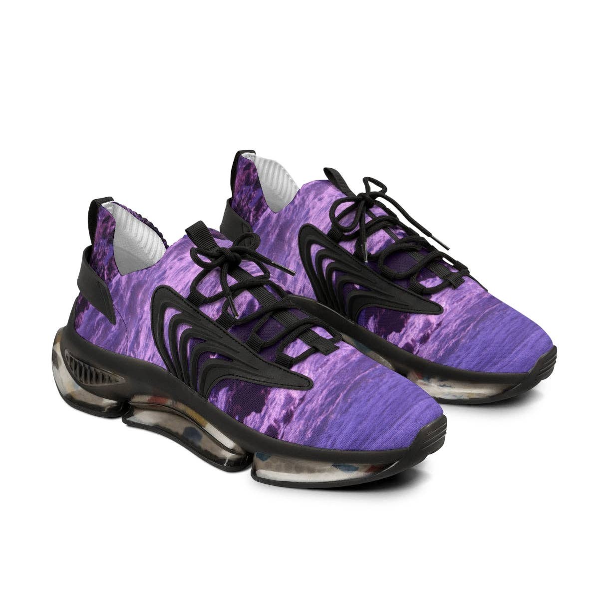Ocean Waves Men's Mesh Sneakers, Rocky Seascape Footwear, Coastal Scene Art Shoes, Sea Rocks Fashion Trainers, Unique Gift for Him