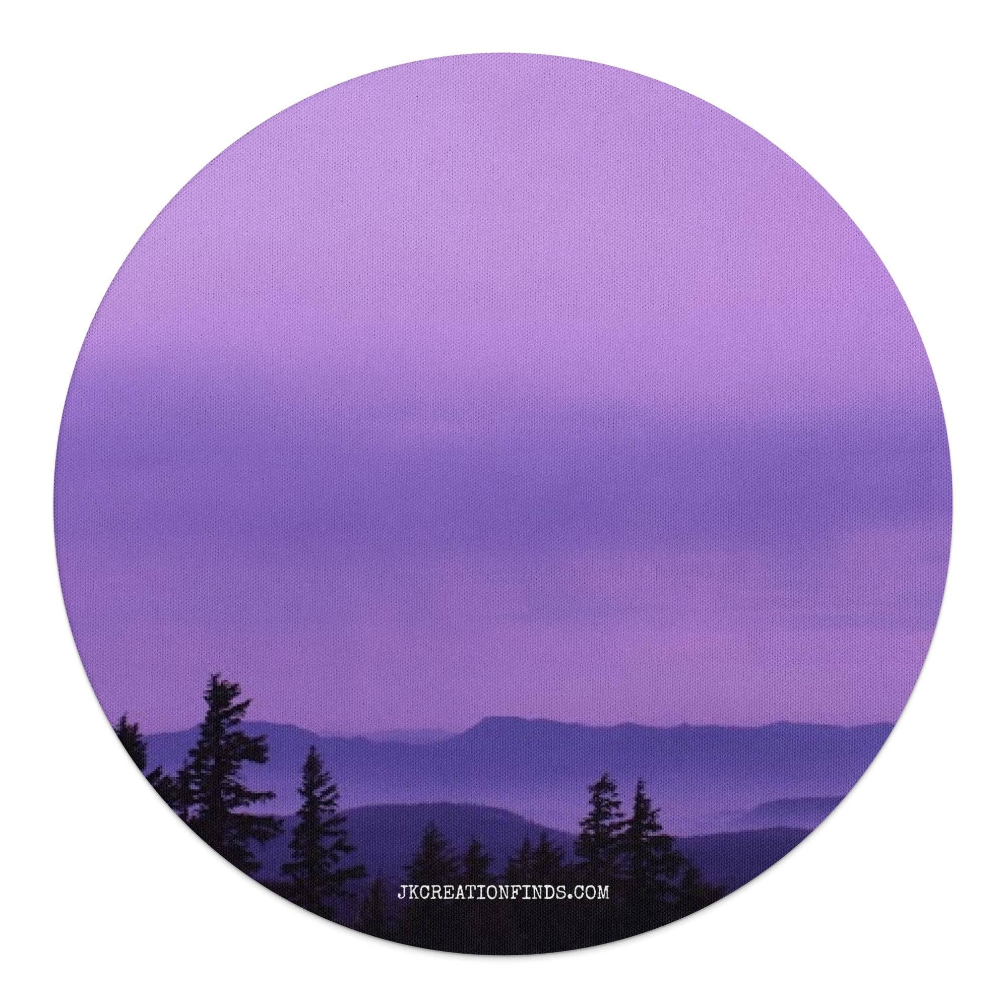 Purple Mountain Landscape Mouse Pad, Round Mouse Pad, Unique Desk Accessories, Office Decor, Gift for Coworkers, Gaming Mousepad