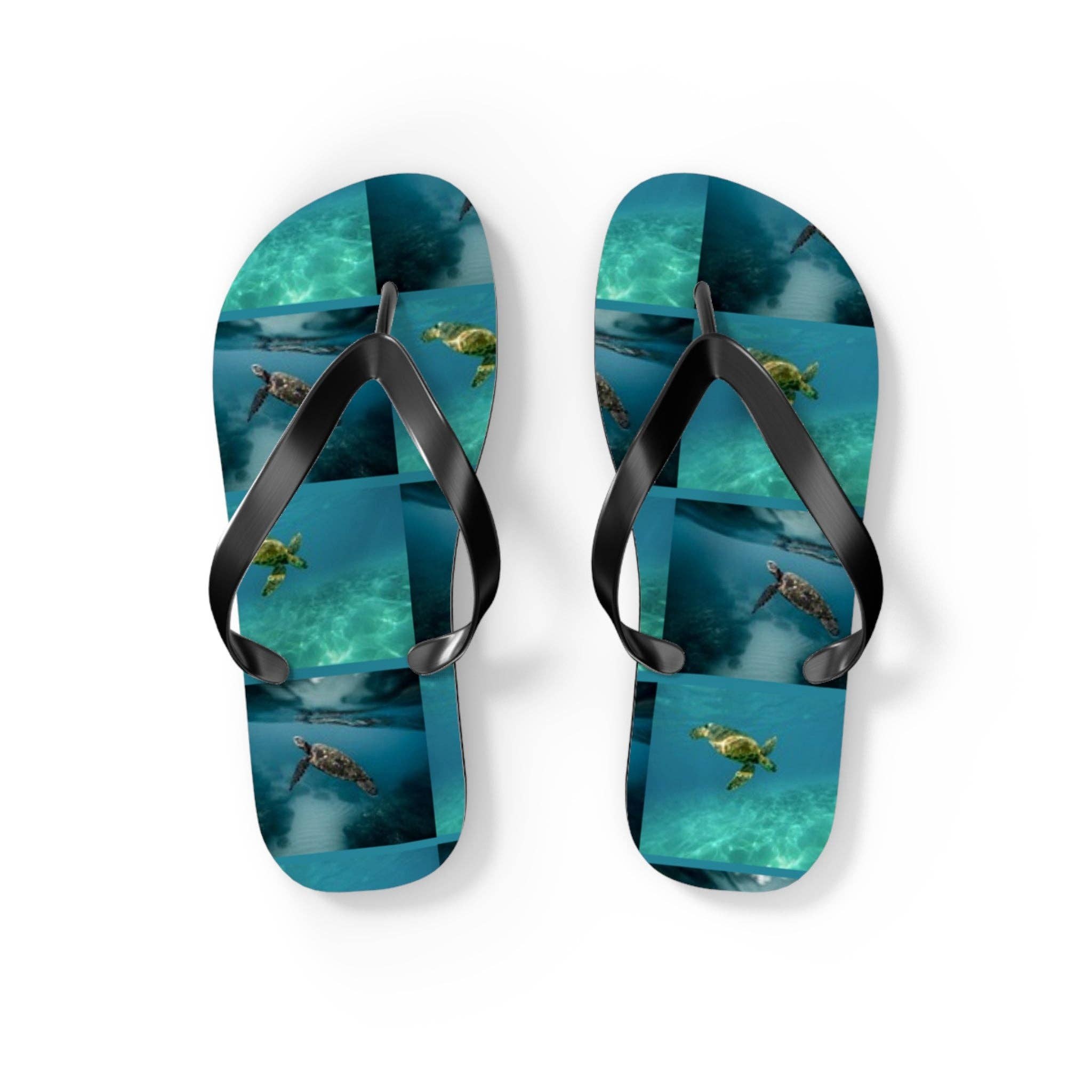 Sea Turtle Flip Flops, Ocean Beach Sandals, Hawaiian Vacation Footwear, Marine Life Summer Shoes, Coastal Turtle Lover Gift