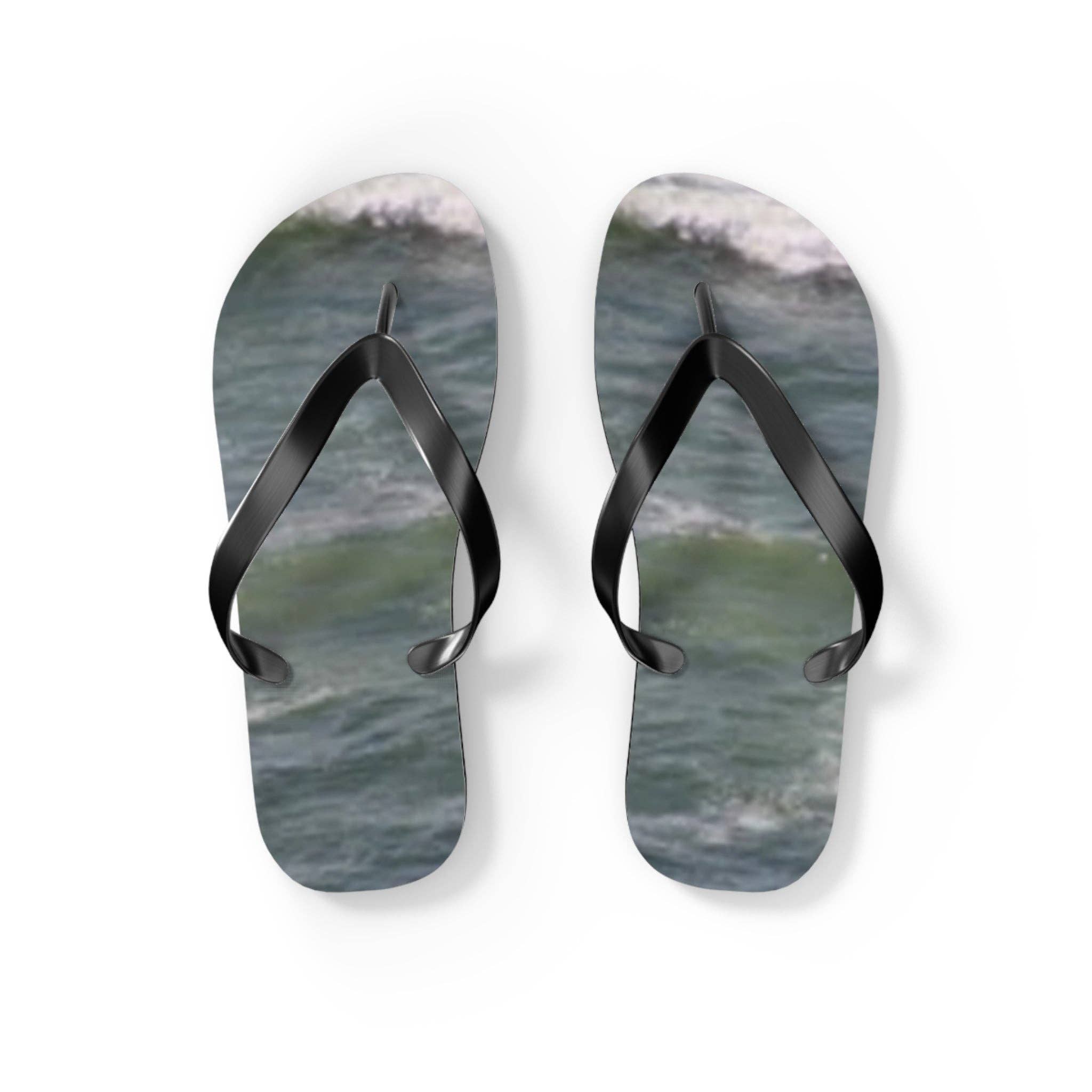 Ocean Wave Flip Flops, Beach Sandals for Men, Women, Coastal Summer Footwear, Sea Inspired Shoes, Vacation Essentials
