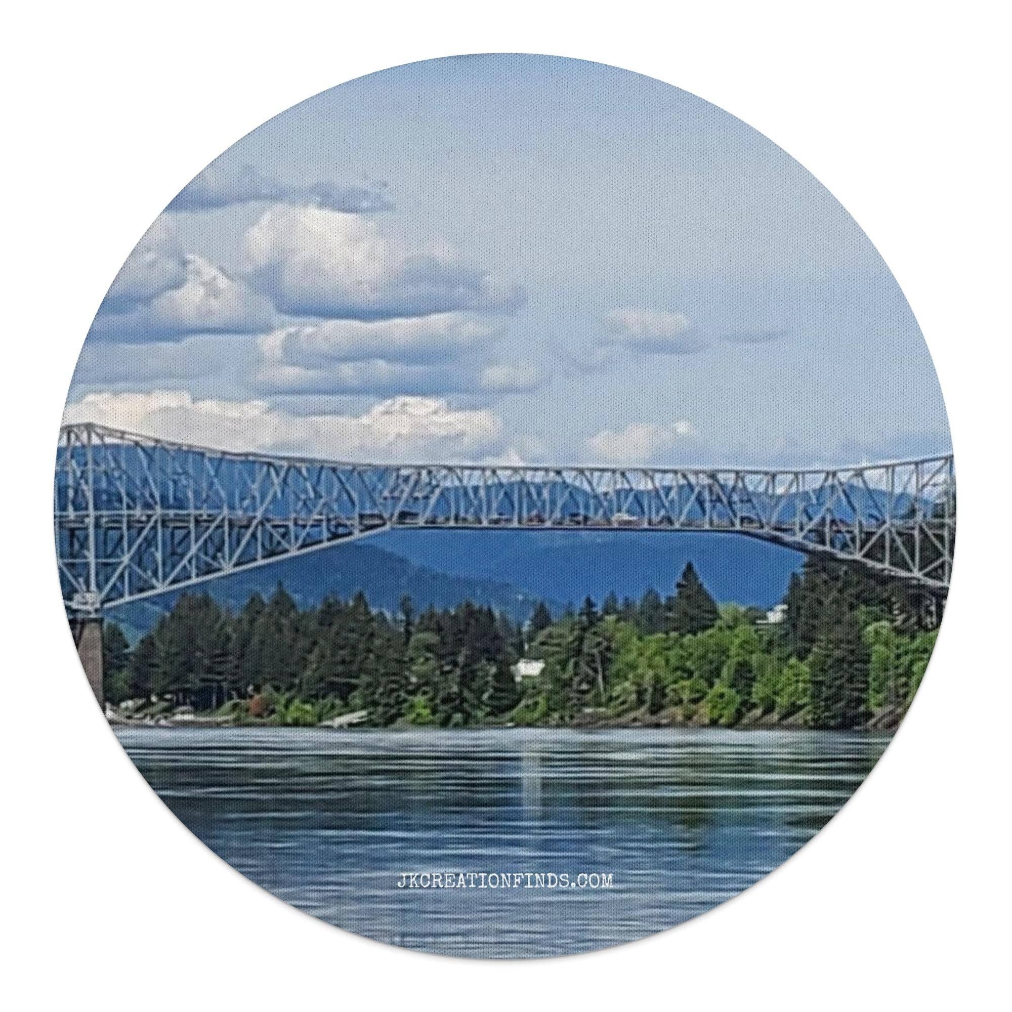 Scenic Bridge Mouse Pad, Waterfront View Mouse Pad, Nature Scenery Mouse Pad, Home Office Desk Decor, Designer Mouse Pad, Gift Idea