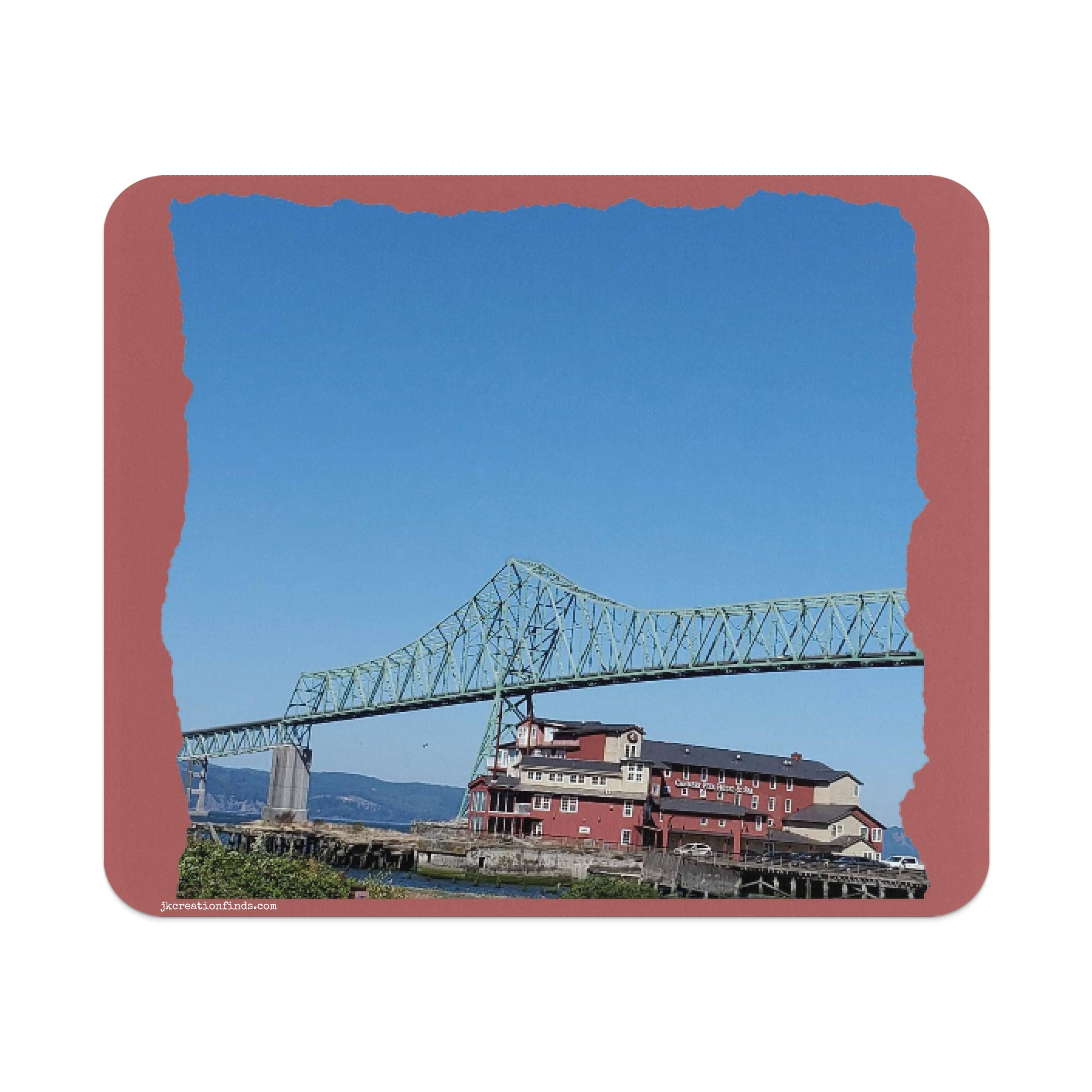 Scenic Bridge and Waterfront View Mouse Pad, Desk Accessories, Office Supplies, Crisp Clear Image, Perfect Gift for Work, Home Office