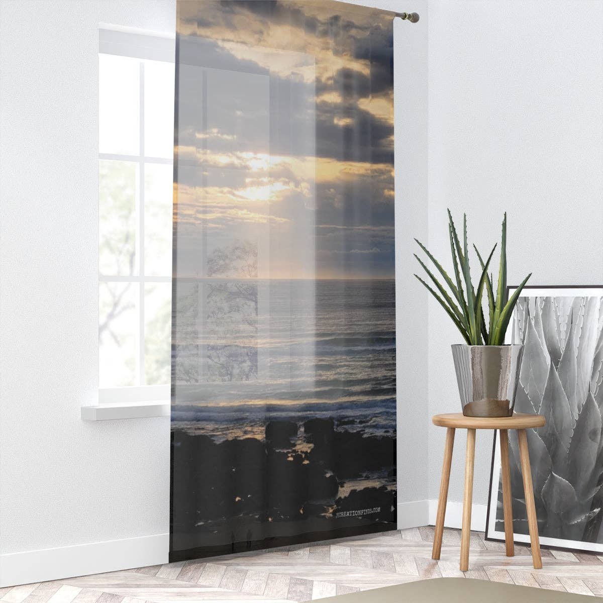 Sunset Ocean Window Curtain, Coastal Home Decor, Beach View Drapes, Seascape Art Curtains, Nature Inspired Window Treatment
