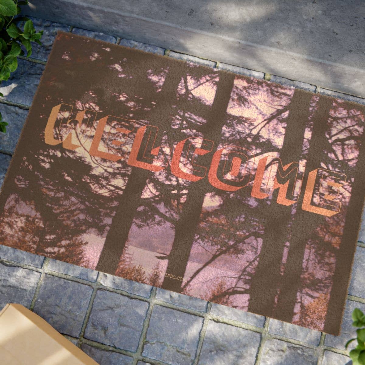 Woodland Welcome Doormat, Rustic Forest Lake View, Pine Tree Nature Inspired Decor, Outdoor Entryway Mat, Housewarming Gift