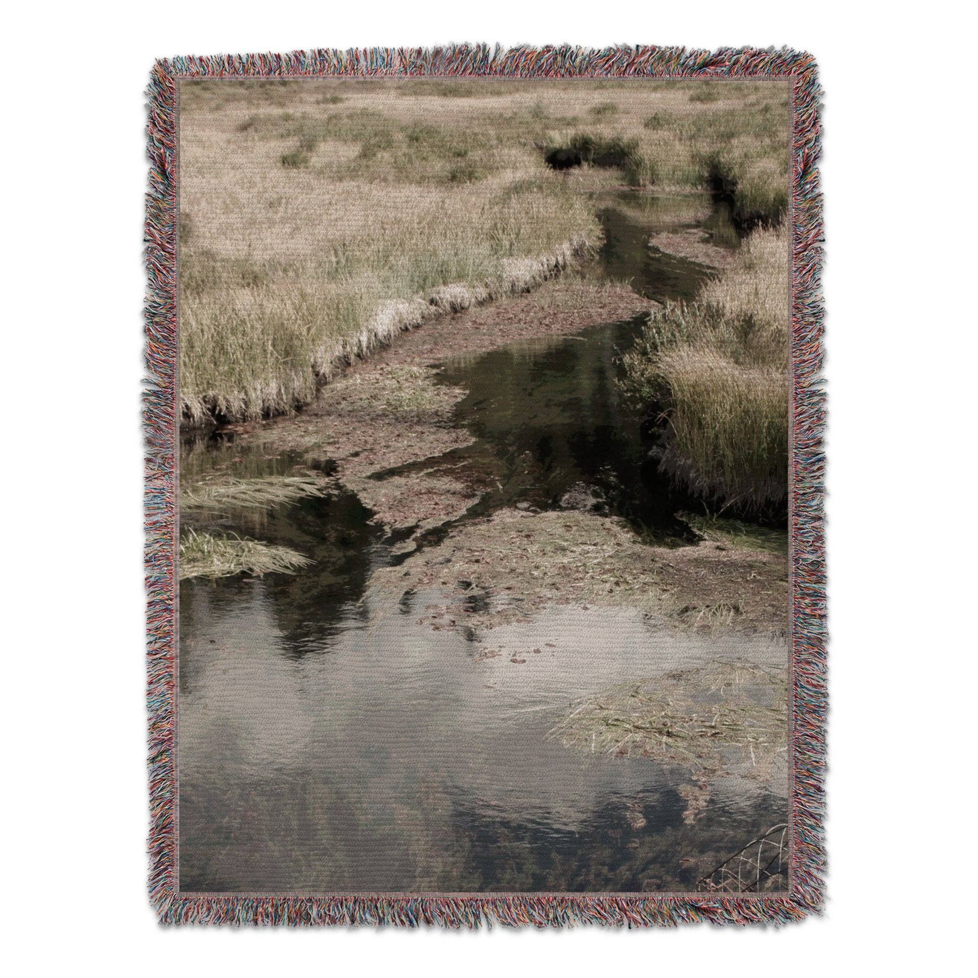 Scenic Mt Hood Oregon Nature Close Up Stream View Blanket, Cozy Wilderness Photography Throw, Unique Mountain Landscape Home Decor