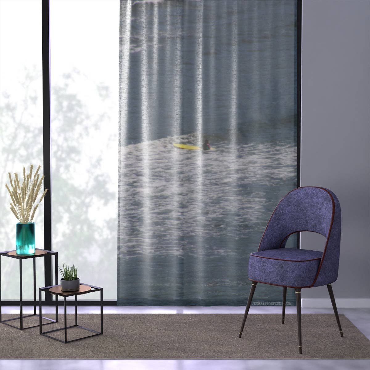Surfer Window Curtain, Ocean Waves Decor, Coastal Living, Beach House Decor, Surfing Art, Summer Vibe, Relaxing Scene, Water Sports Theme