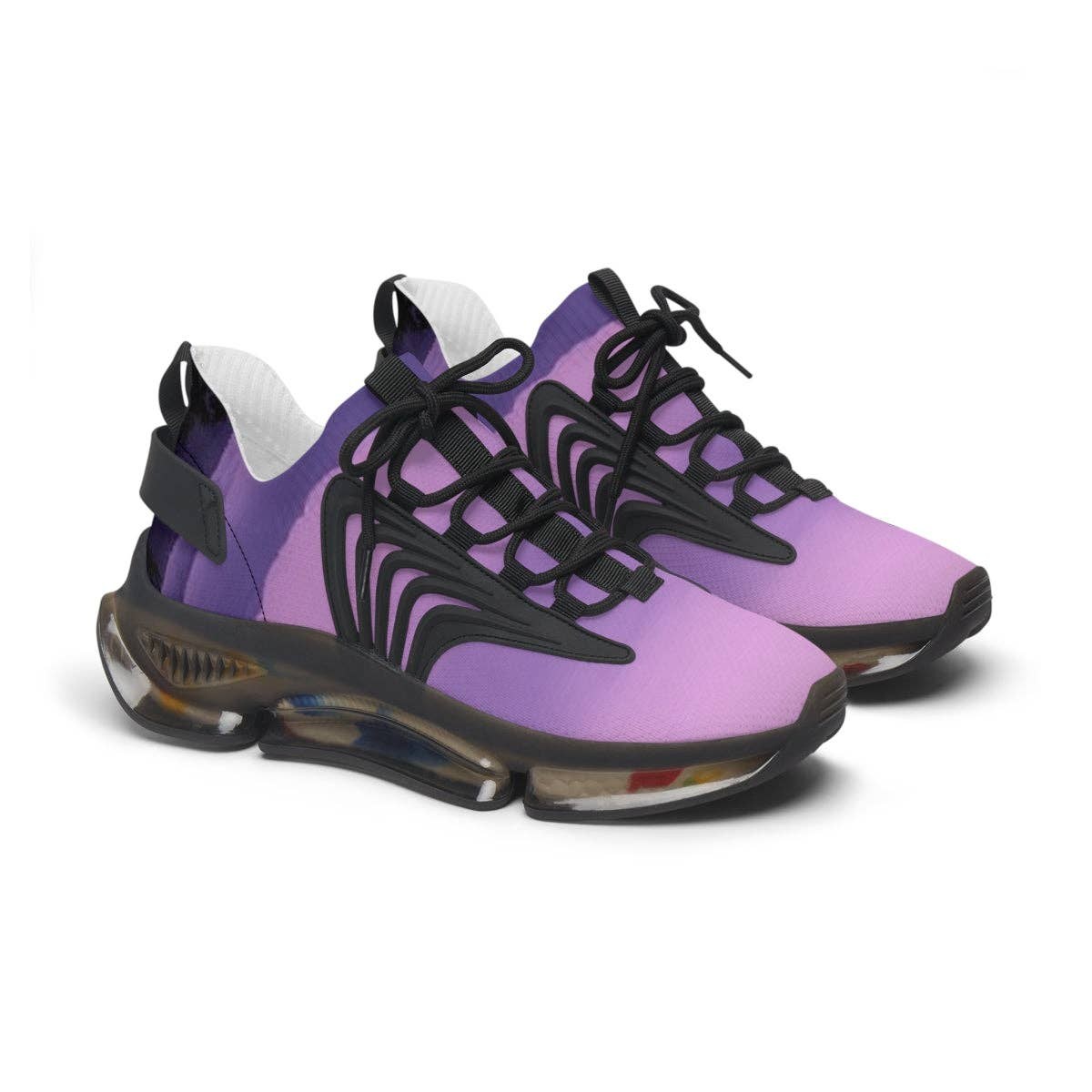 Women's Mesh Sneakers, Purple Mountain Scene, Foggy Peaks, Nature Design, Comfortable Footwear, Stylish Sneakers, Unique Gift