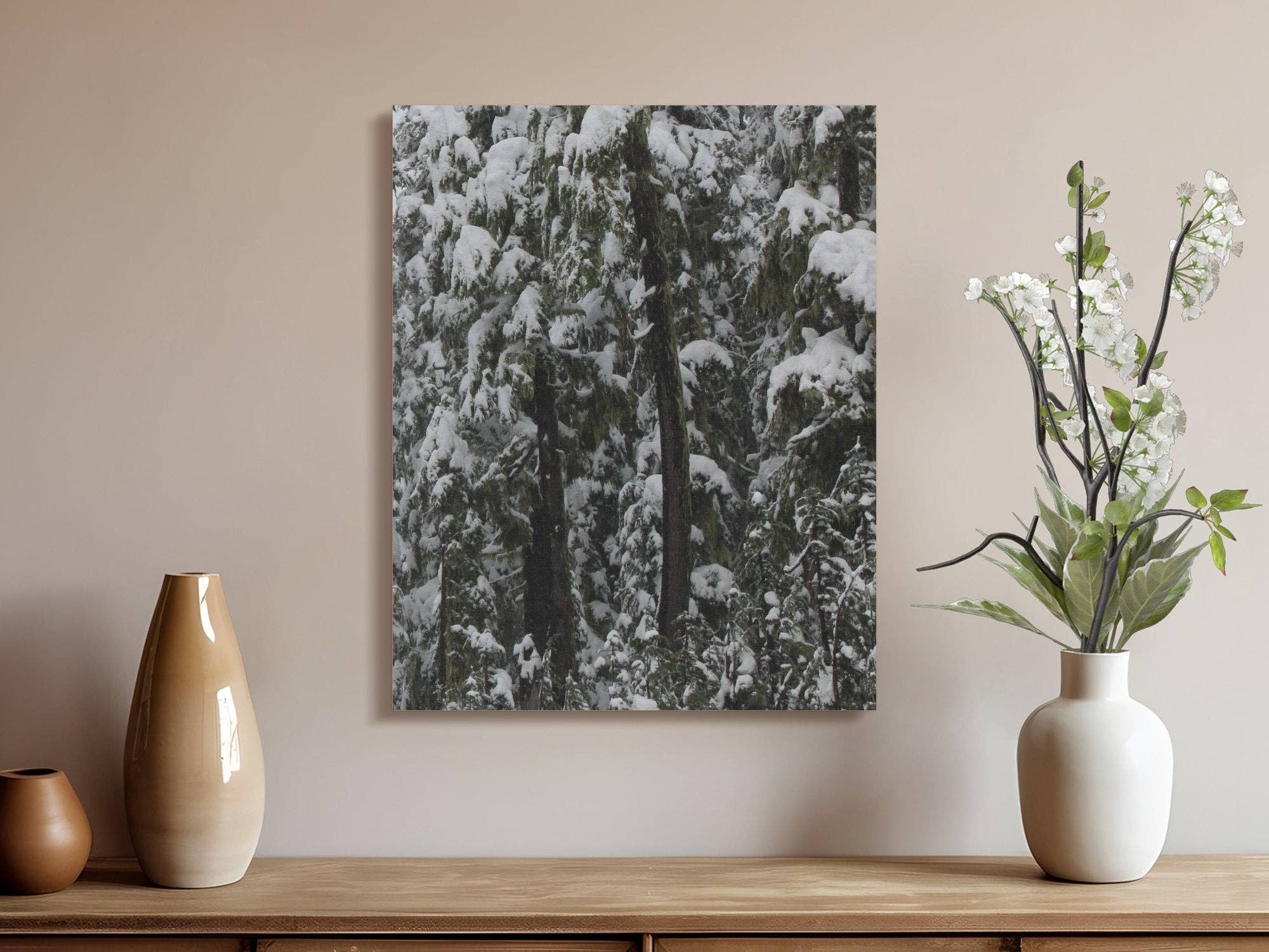 Snowy Forest Winter Scene Canvas Wrap, Snow Covered Trees Wall Art, Winter Wonderland Photography, Snow Scene Home Decor, Gift Idea, MT Hood