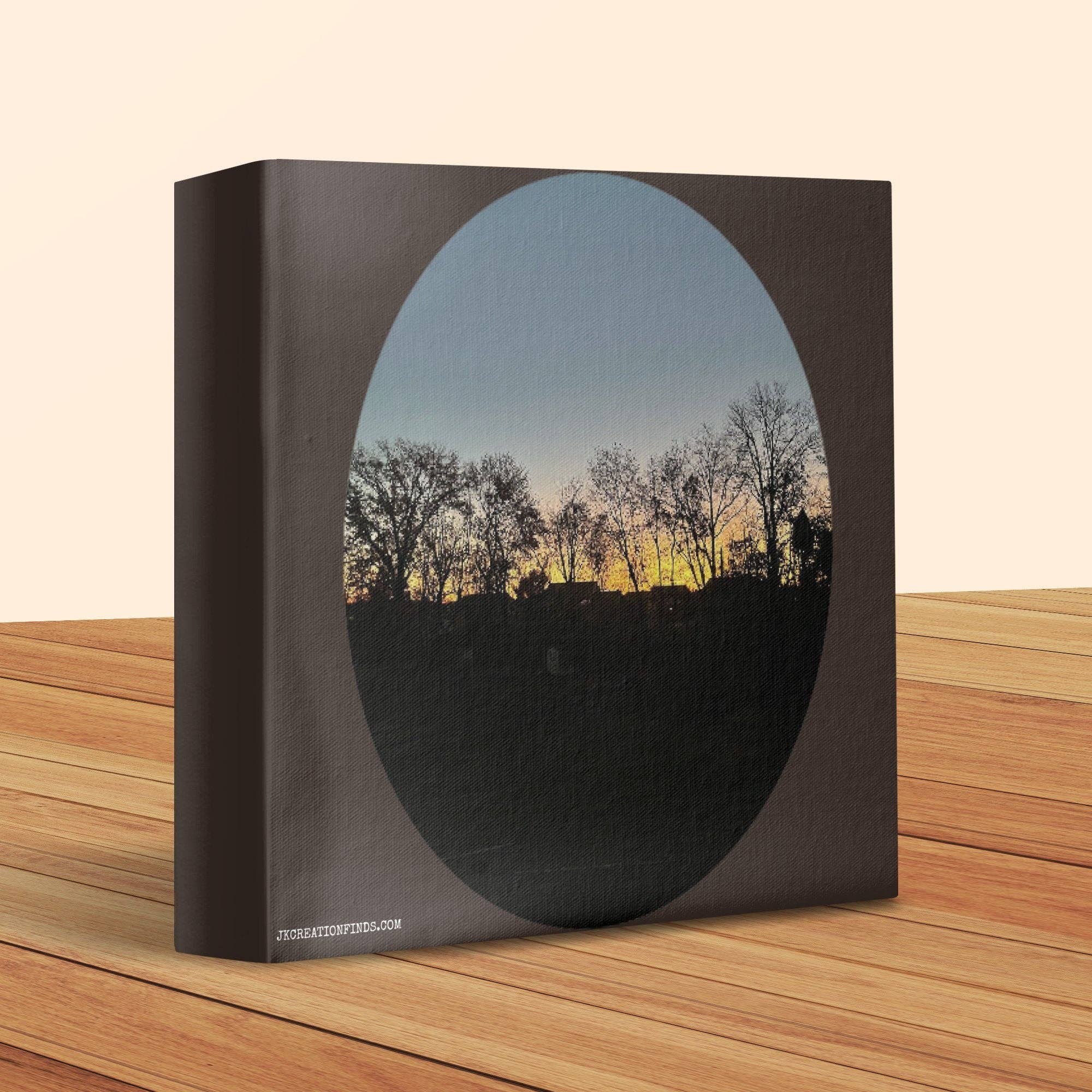 Sunset Silhouette Canvas Wall Art Editable Custom Name Message Home Decor Landscape Photography Dark Border