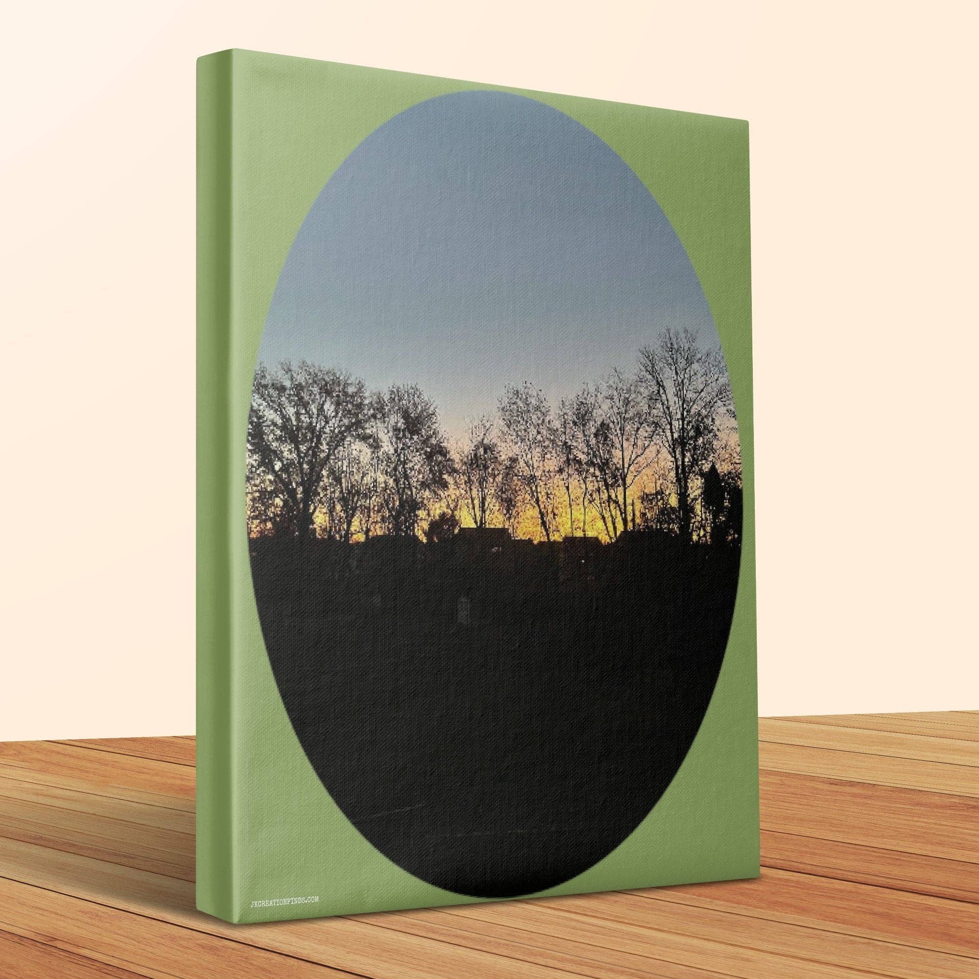 Sunset Silhouette Forest Canvas Wrap, Customizable Wall Art, Editable Canvas Art Print, Personalized Home Decor, Gift for Nature Lovers