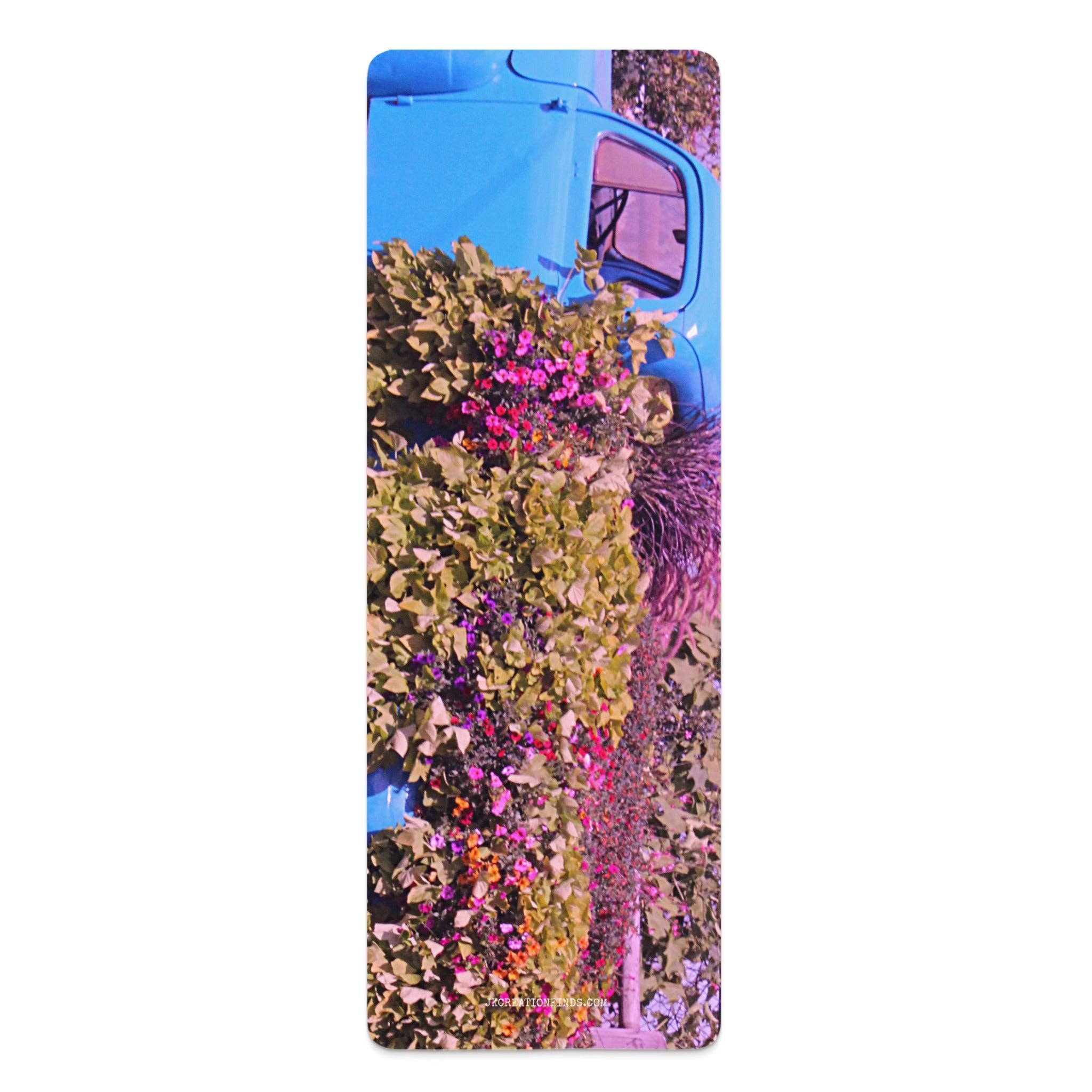 Vintage Truck Rubber Yoga Mat, Floral Truck Mat, Editable Gift, Exercise Mat, Yoga Lover Gift, Custom Yoga Mat, Unique Yoga Mat