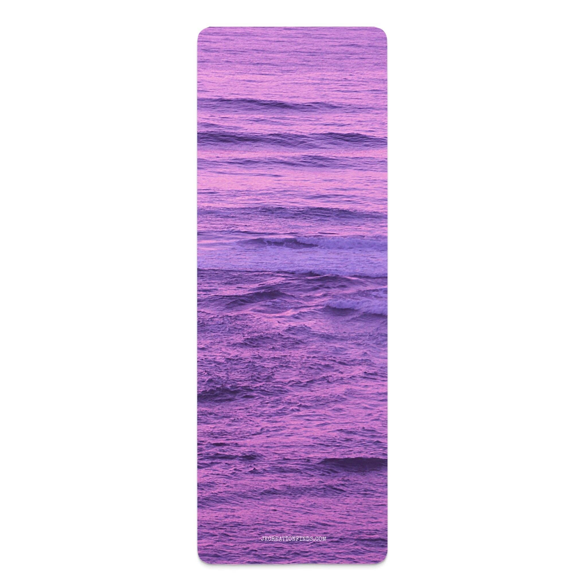 Purple Ocean Rubber Yoga Mat, Calming Sea Waves Mat, Custom Yoga Gift, Personalized Yoga Mat, Meditation Mat, Fitness Mat