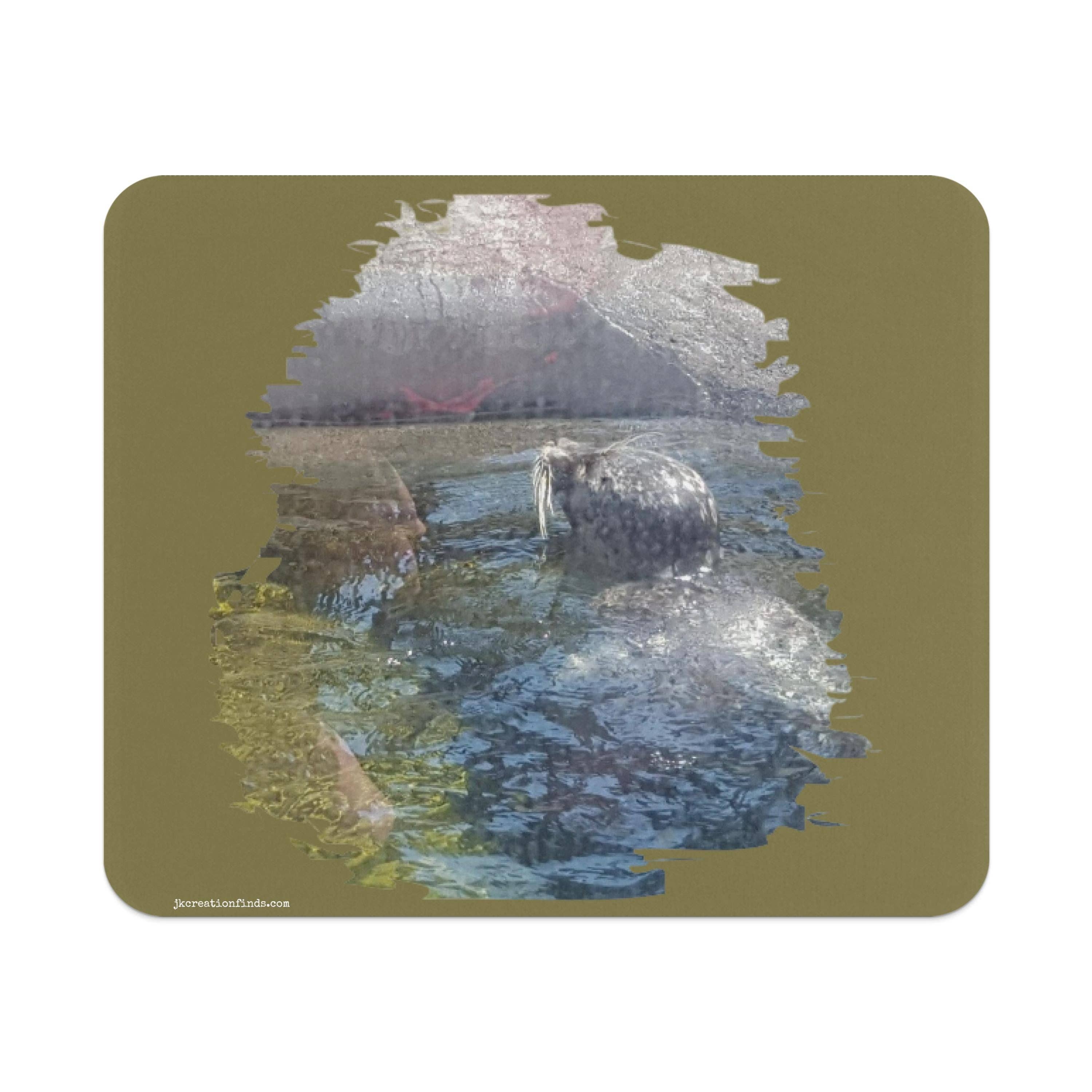 Sealife Marine Wildlife Mouse Pad, Cute Seal in Water Design, Ocean Lovers Mouse Pad, Unique Desk Accessory, Gift for Animal Enthusiasts