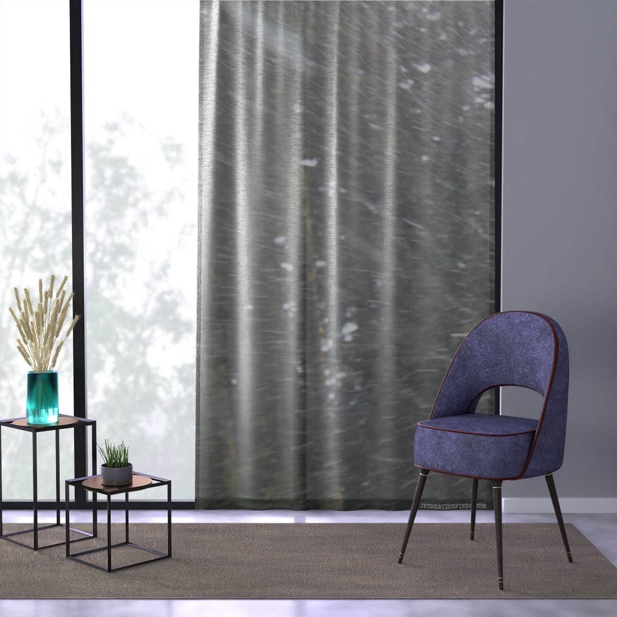 Snowfall Window Curtain, Winter Scene, Abstract Landscape, Nature Photography, Home Decor, Cozy Living, Stylish Drapes, Unique Gift