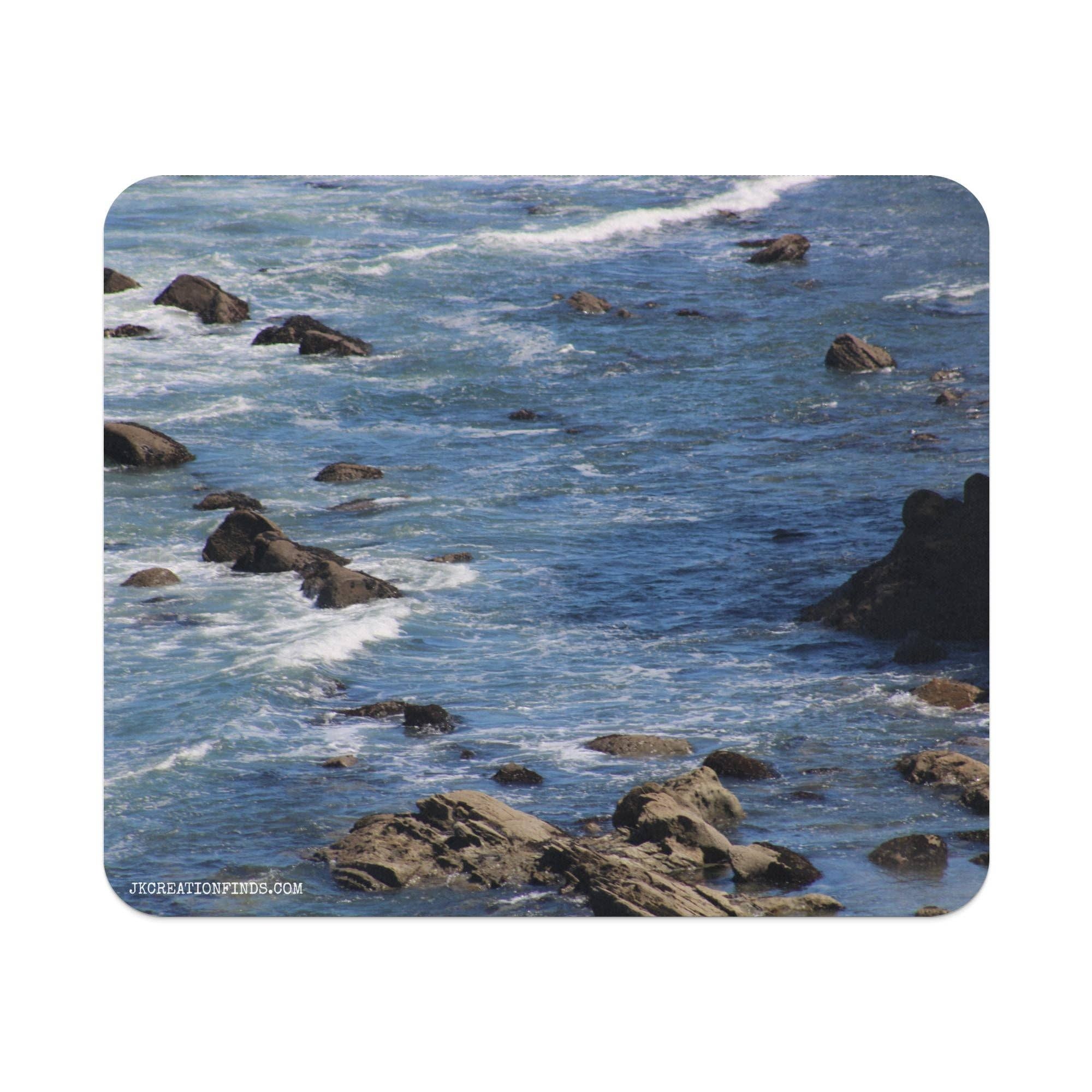 Ocean Wave Scenic Print Rectangular Mouse Pad, Relaxing Seascape Mouse Mat, Customizable Desk Accessory, Gift for Nature Lovers