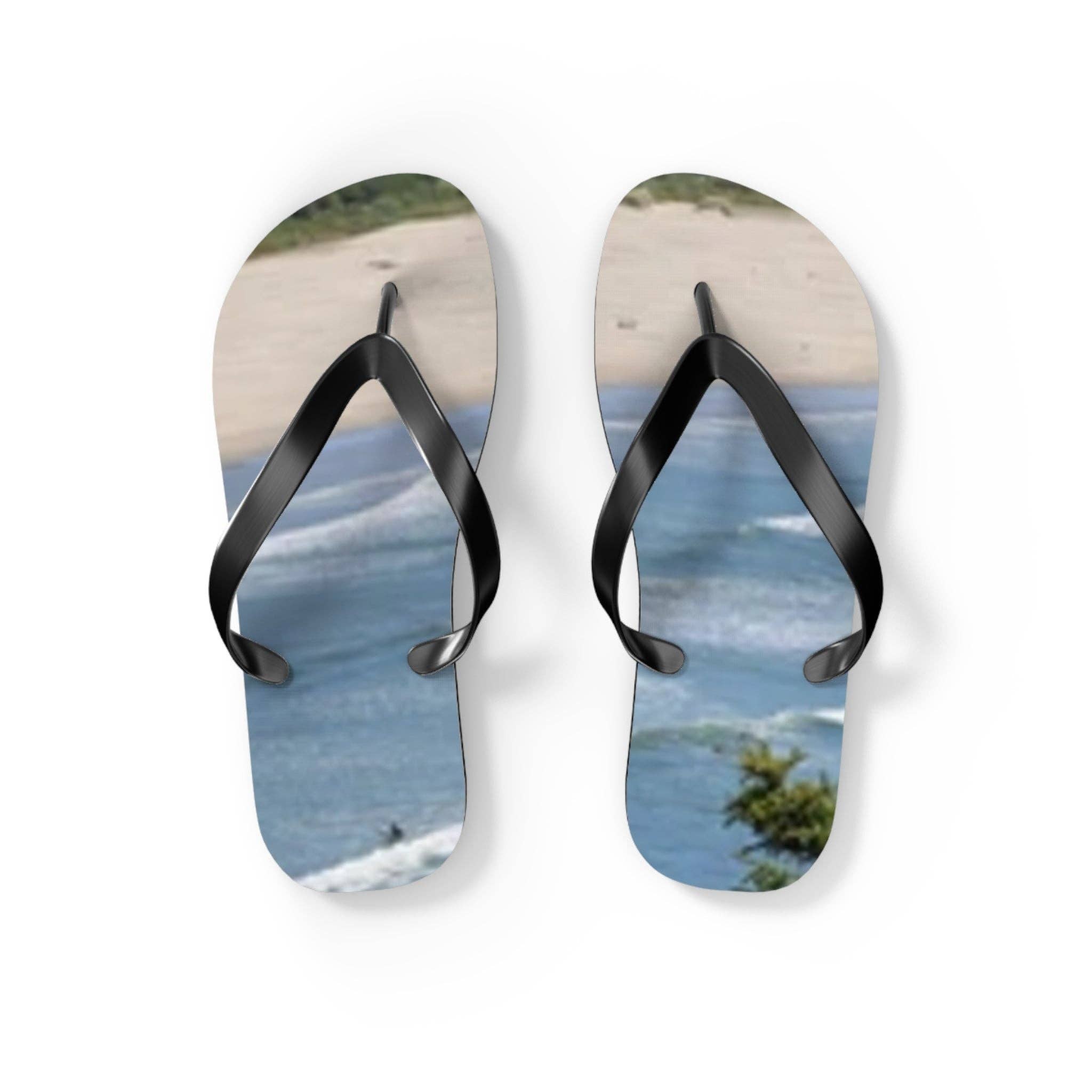 Ocean Wave Beach Flip Flops, Coastal Summer Sandals, Vacation Footwear for Women, Nature Beach Lover Gift