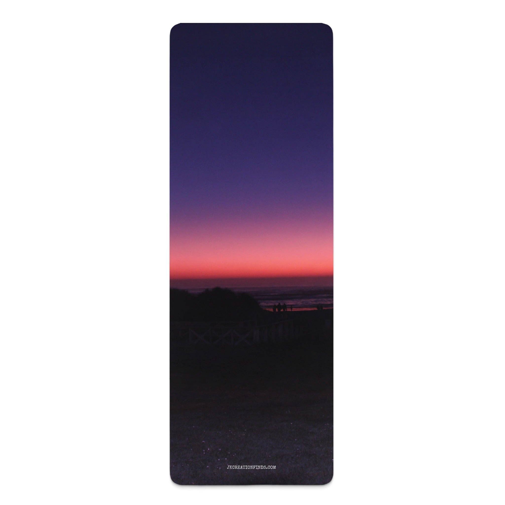Sunset Yoga Mat, Beach Scene Rubber Mat, Personalized Exercise Mat, Sunrise Fitness Mat, Calming Yoga Gift, Purple Yoga Mat