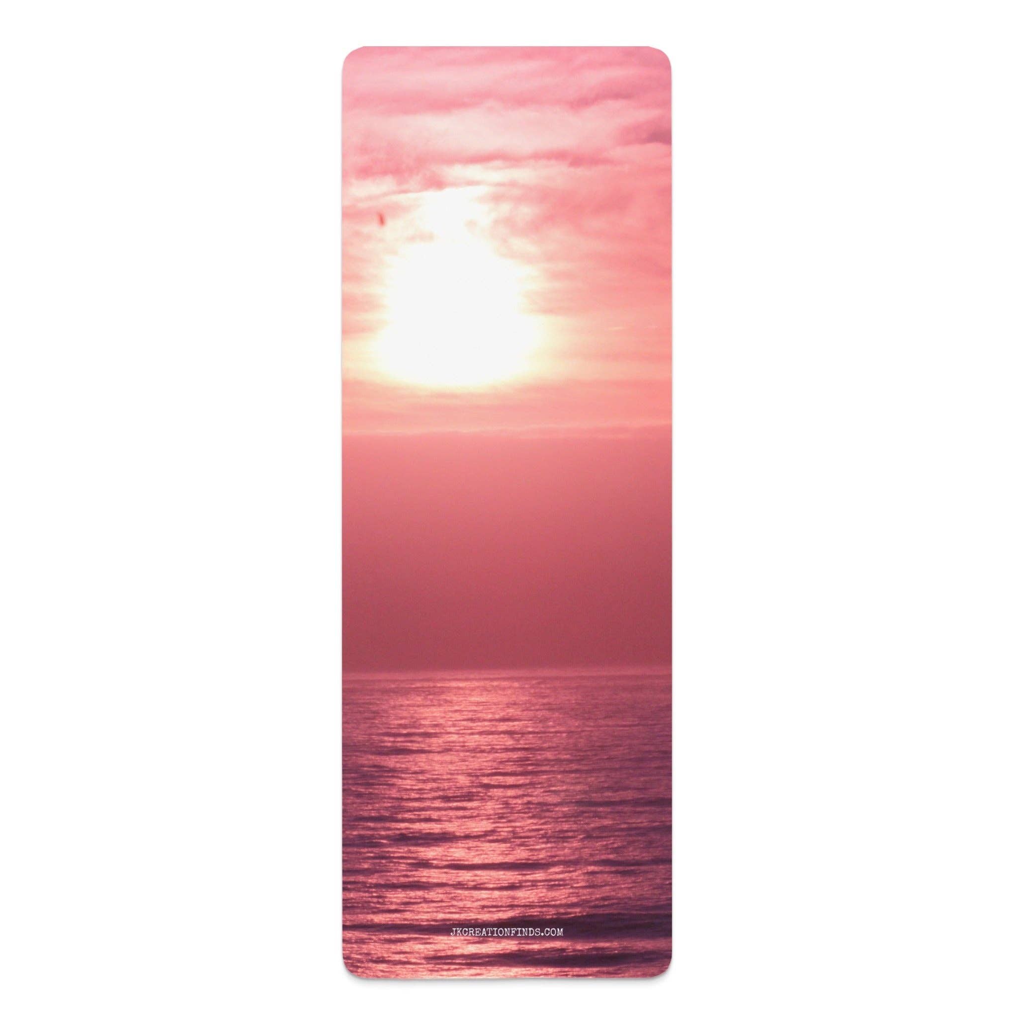Pink Sunset Rubber Yoga Mat, Peaceful Ocean Mat, Sunrise Exercise Mat, Custom Yoga Mat, Meditation Mat, Gift For Her, Personalized Mat