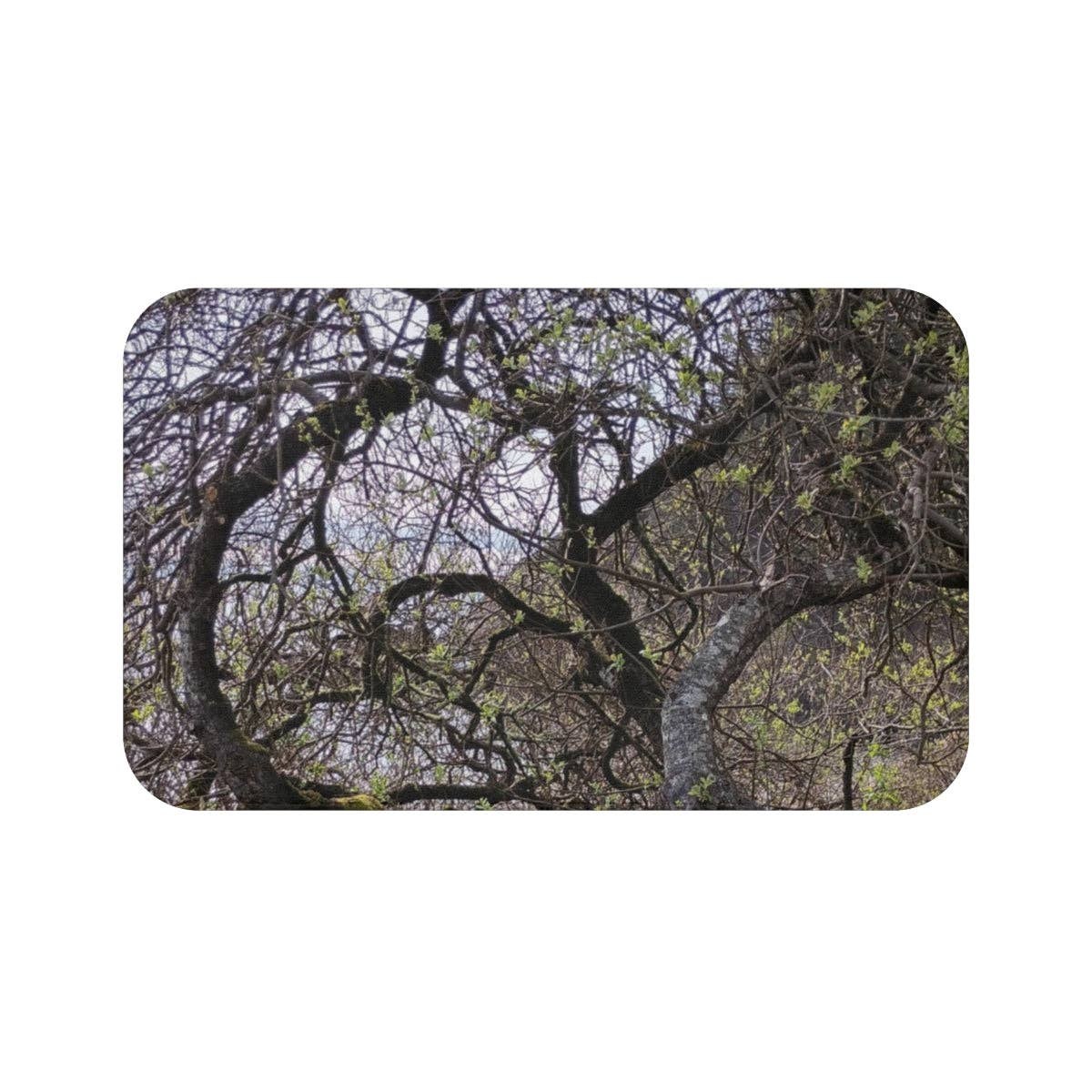 Spring Tree Bath Mat, Twisted Branches, Floral Bathroom Decor, Nature Inspired Floor Mat, Botanical Home Decor, Artistic Non Slip Mat