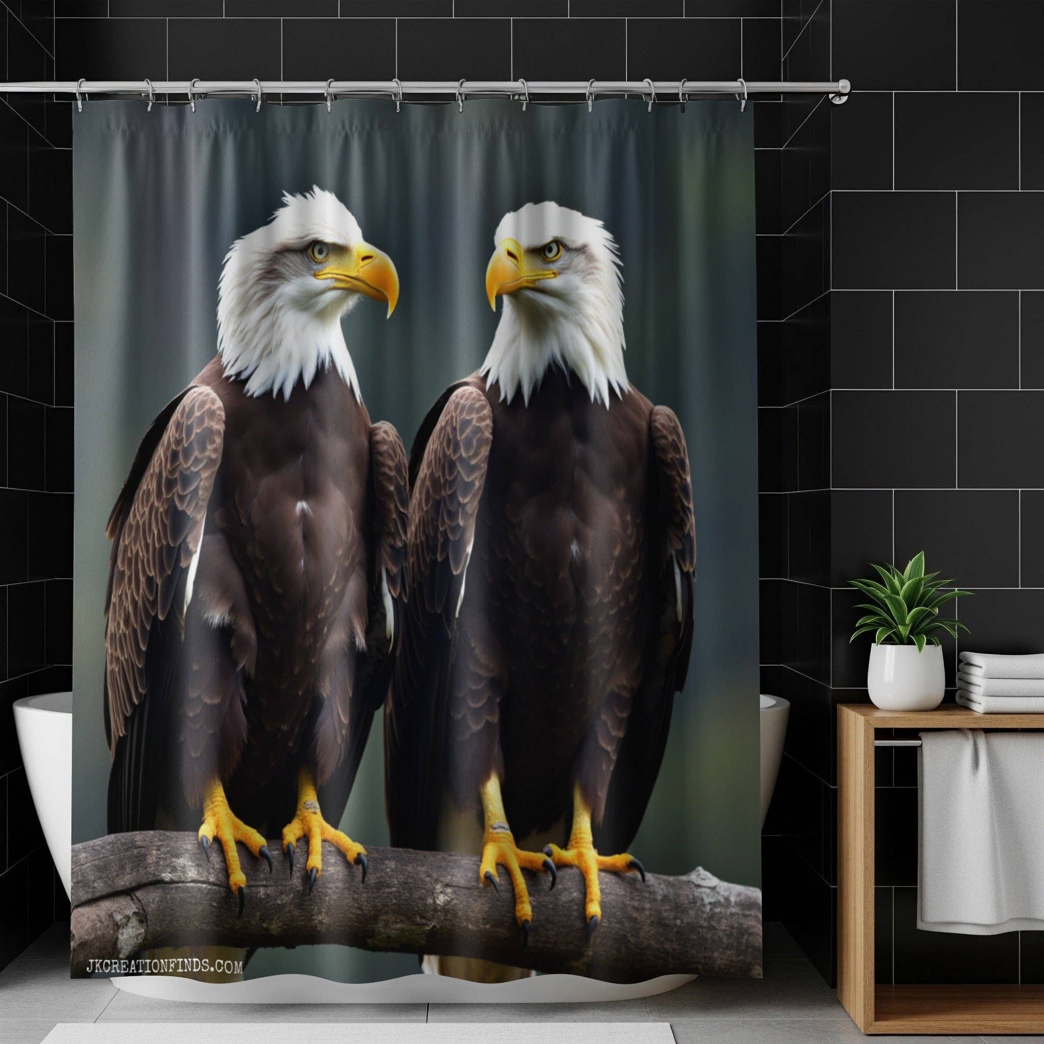 Two Eagles Shower Curtains, Wildlife Decor, Birds of Prey Art, Nature Bathroom, American Eagle Design, USA Symbol Decor, Unique Gift Idea