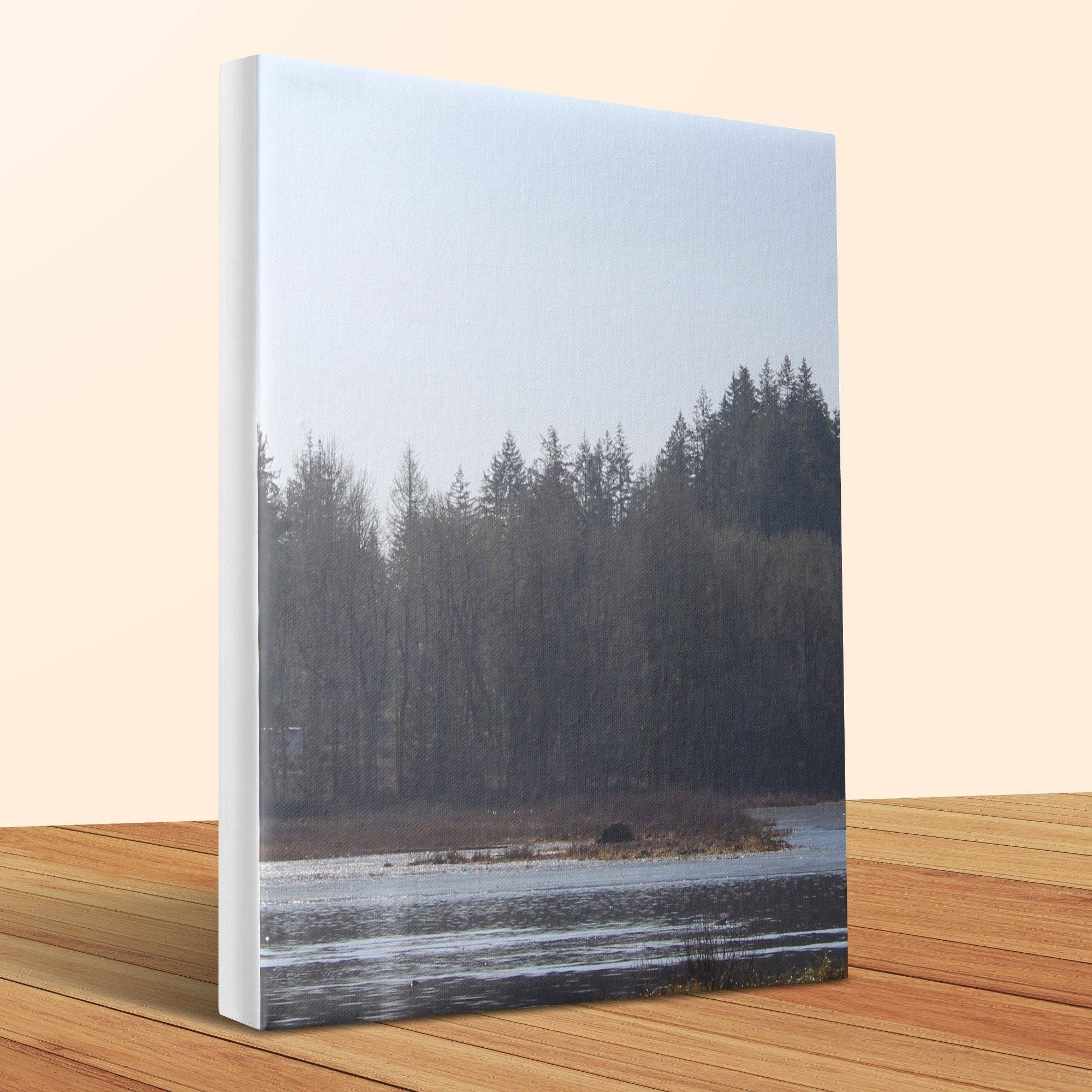 Scenic Landscape Canvas Art, Nature Wall Decor, Tranquil Forest and Lake Scene, Serene Home Decoration, Mountain View Print