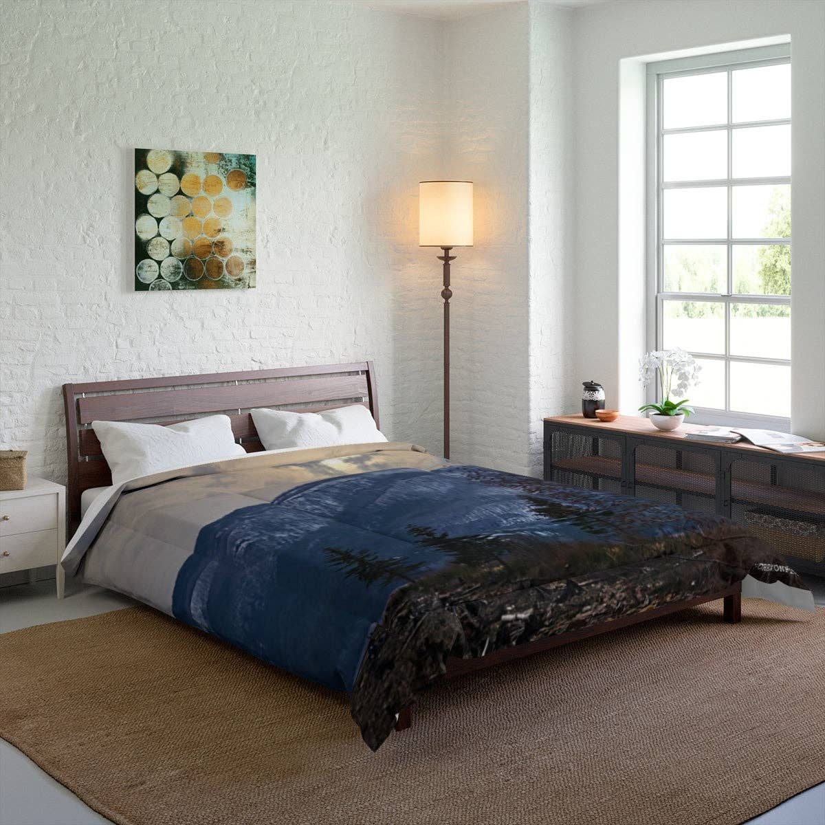 Snowy Mountain Comforter, Landscape Bedding, Winter Scenery Design, Cozy Bedroom Decor, Scenic Comforter, Mountain View Bedding