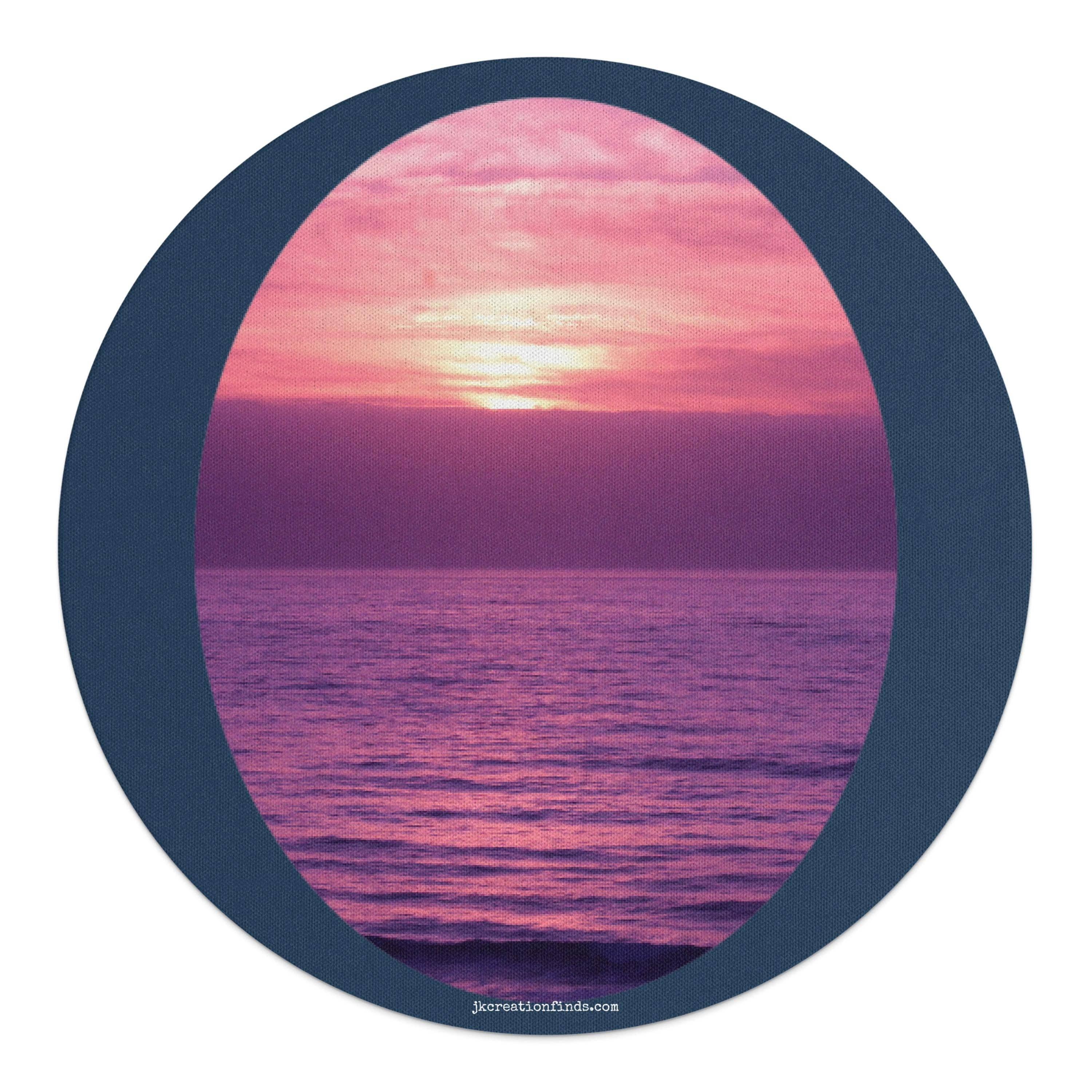 Sunset Ocean Scene Round Mouse Pad, Unique Desk Accessory, Enhance Your Workspace, Customizable Gift Idea, Vibrant Colors, Office Decor