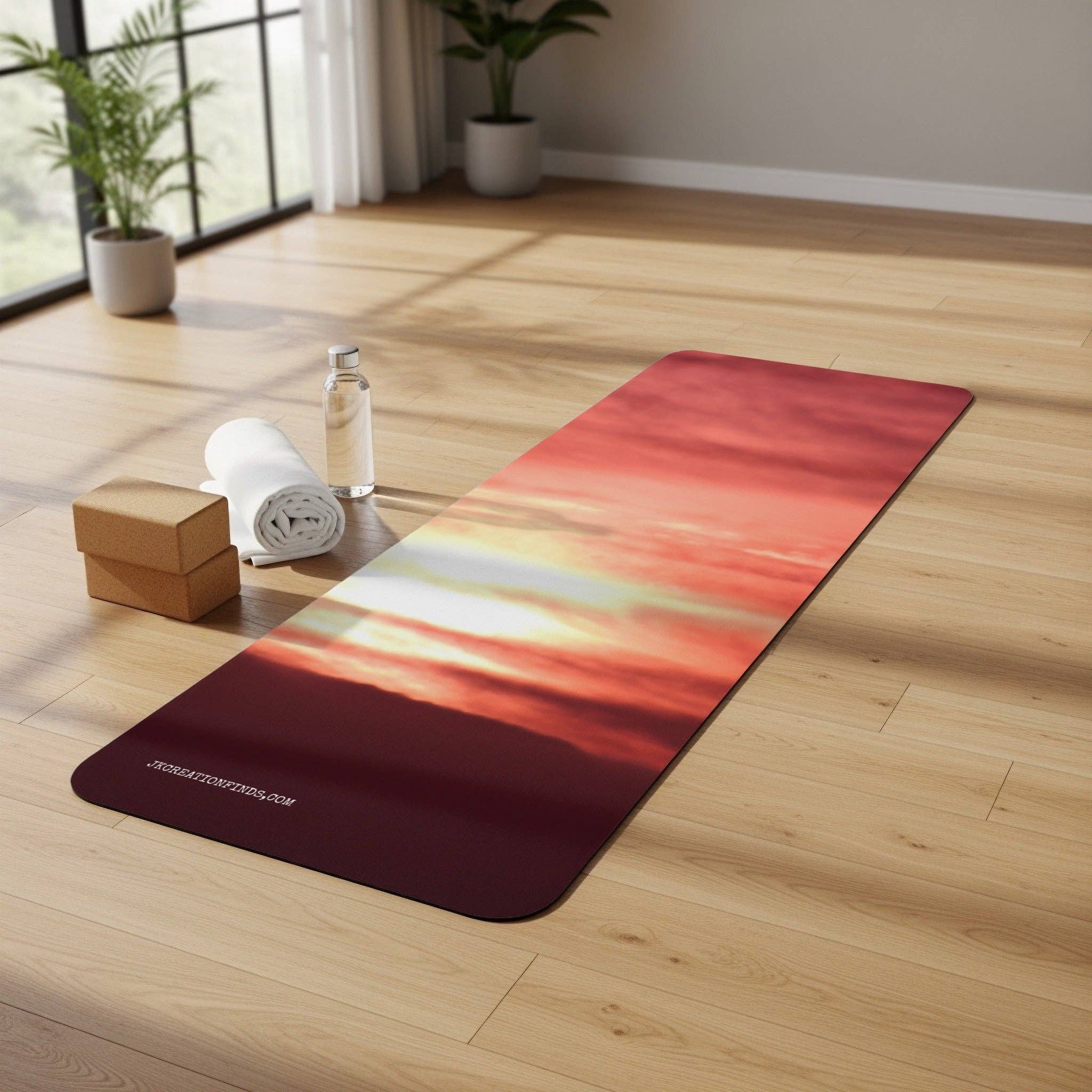 Sunset Rubber Yoga Mat, Editable Yoga Mat, Gym Mat, Workout Mat, Exercise Mat, Fitness Gift, Custom Gift, Yoga Gift, Personalized Mat