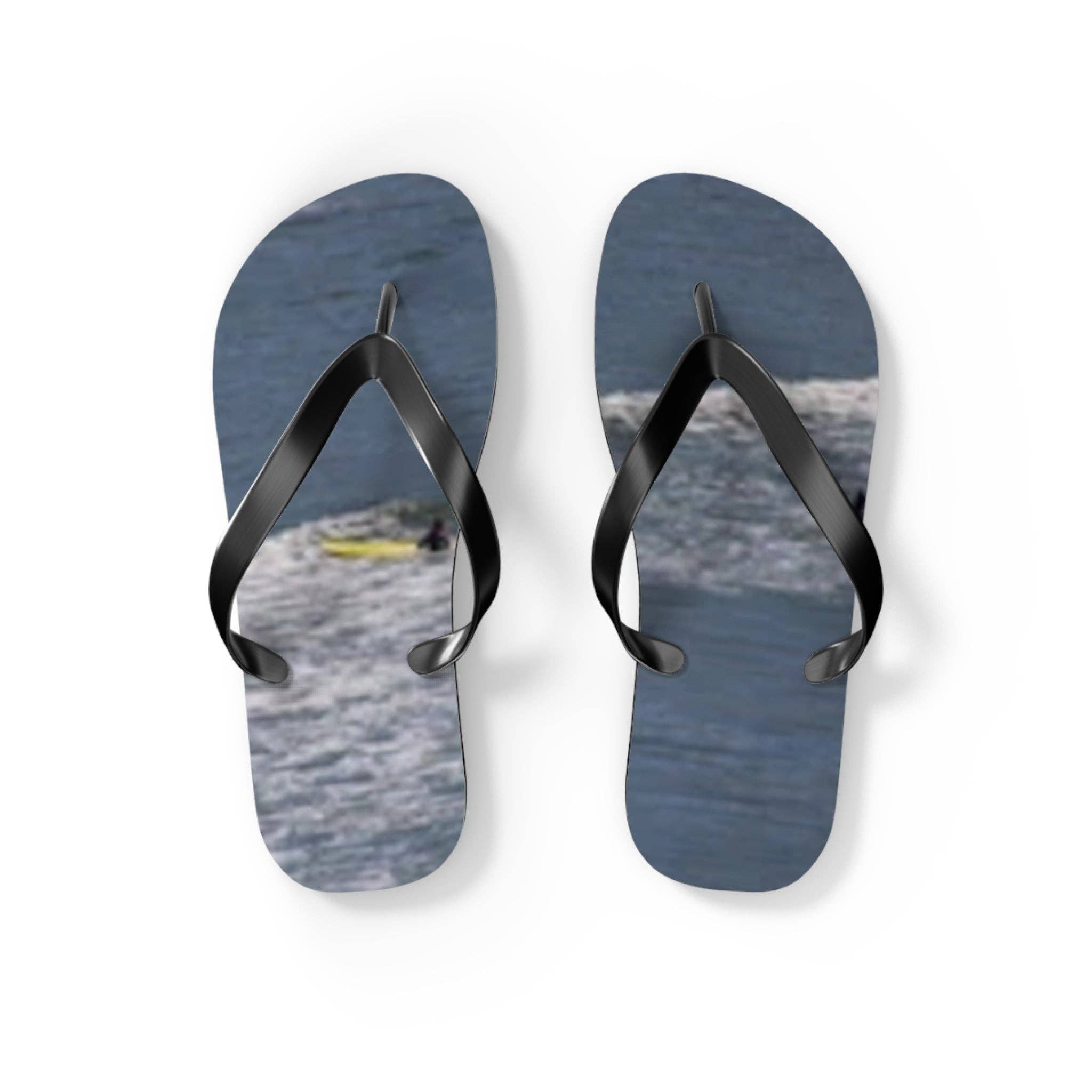 Ocean Wave Surfer Flip Flops, Beach Summer Sandals, Coastal Ocean Lover Footwear, Surf Vibe Vacation Slippers, Men's,Women's Sandals