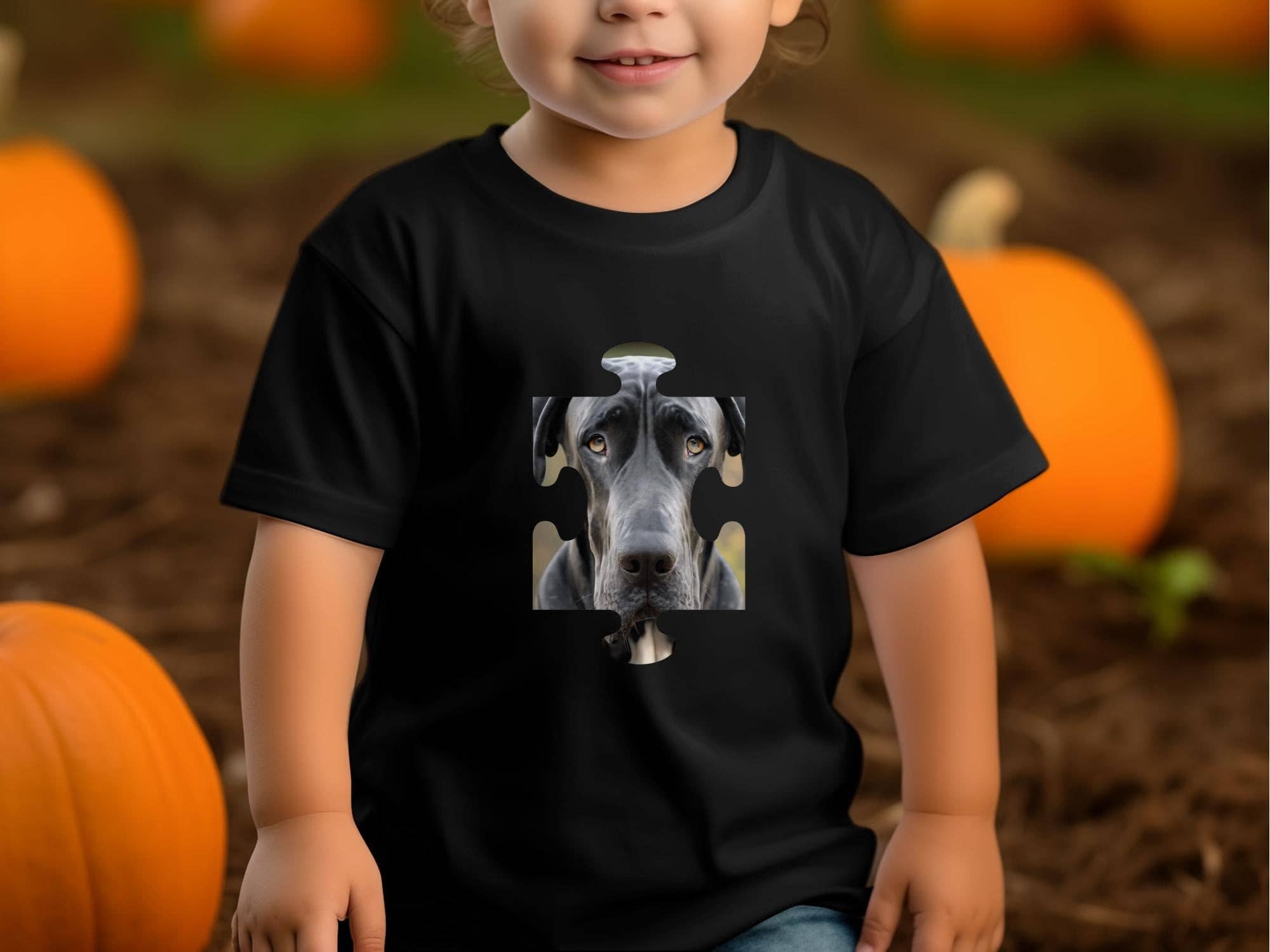 Unique Dog Puzzle Piece T-Shirt, Great Dane Lovers Shirt, Customizable Pet Puzzle Tee, Personalized Pet Gift, Add Name Message