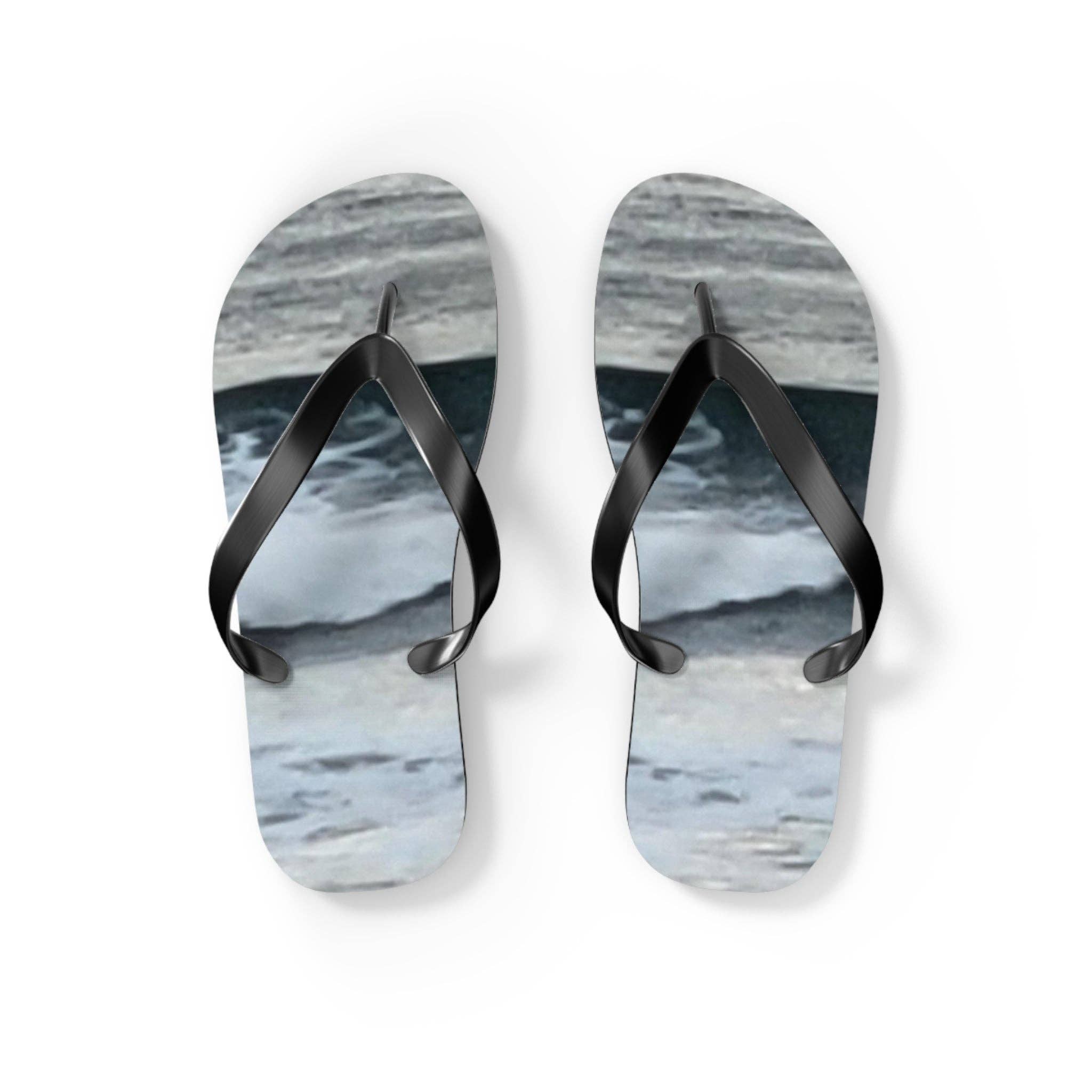 Ocean Wave Flip Flops | Coastal Beach Sandal | Summer Vacation Footwear | Nature Inspired Sea Lover Gift for Him or Her