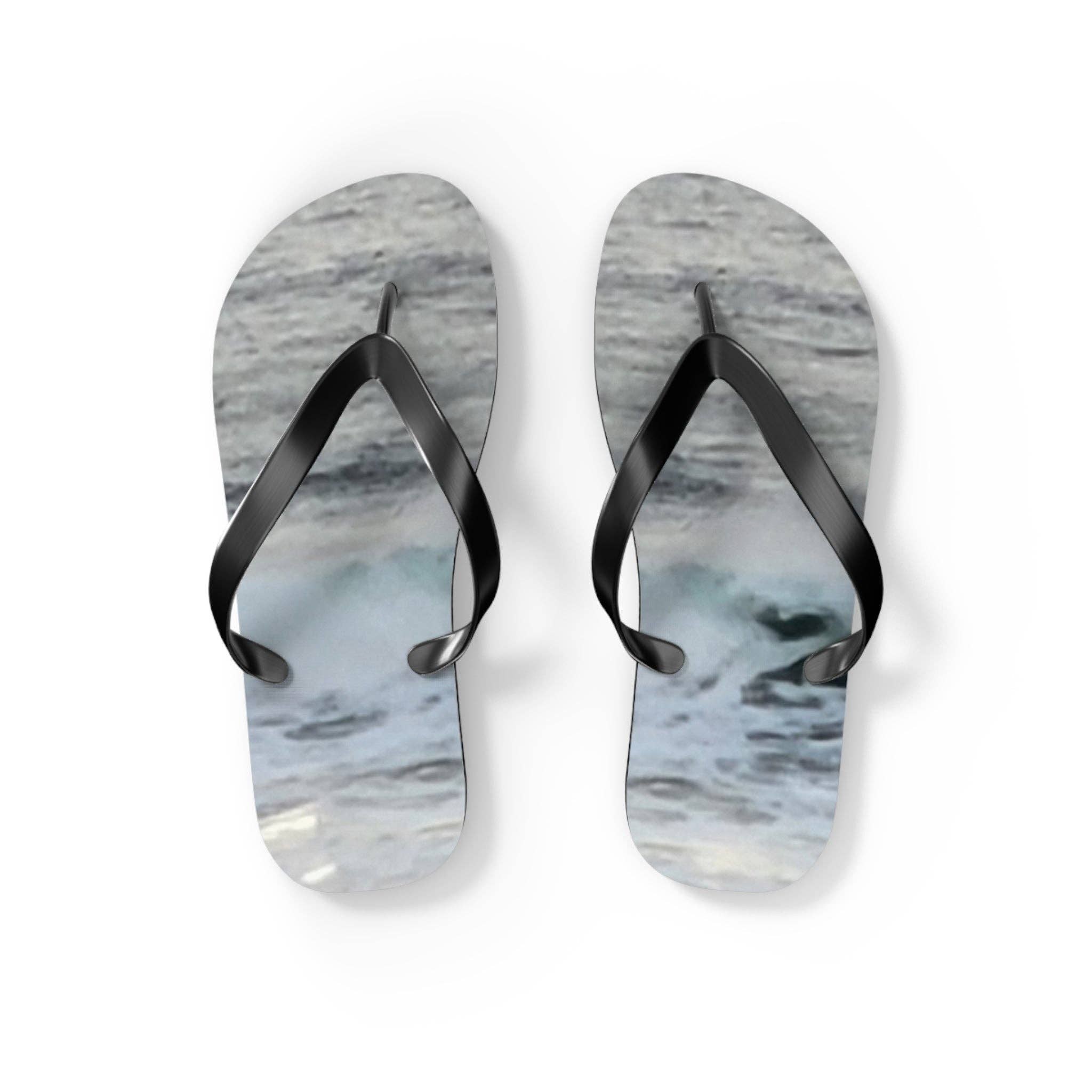 Ocean Wave Flip Flops, Summer Beach Sandals for Men Or Women, Coastal Vibe Vacation Footwear, Nature Inspired Pool Shoes Gift