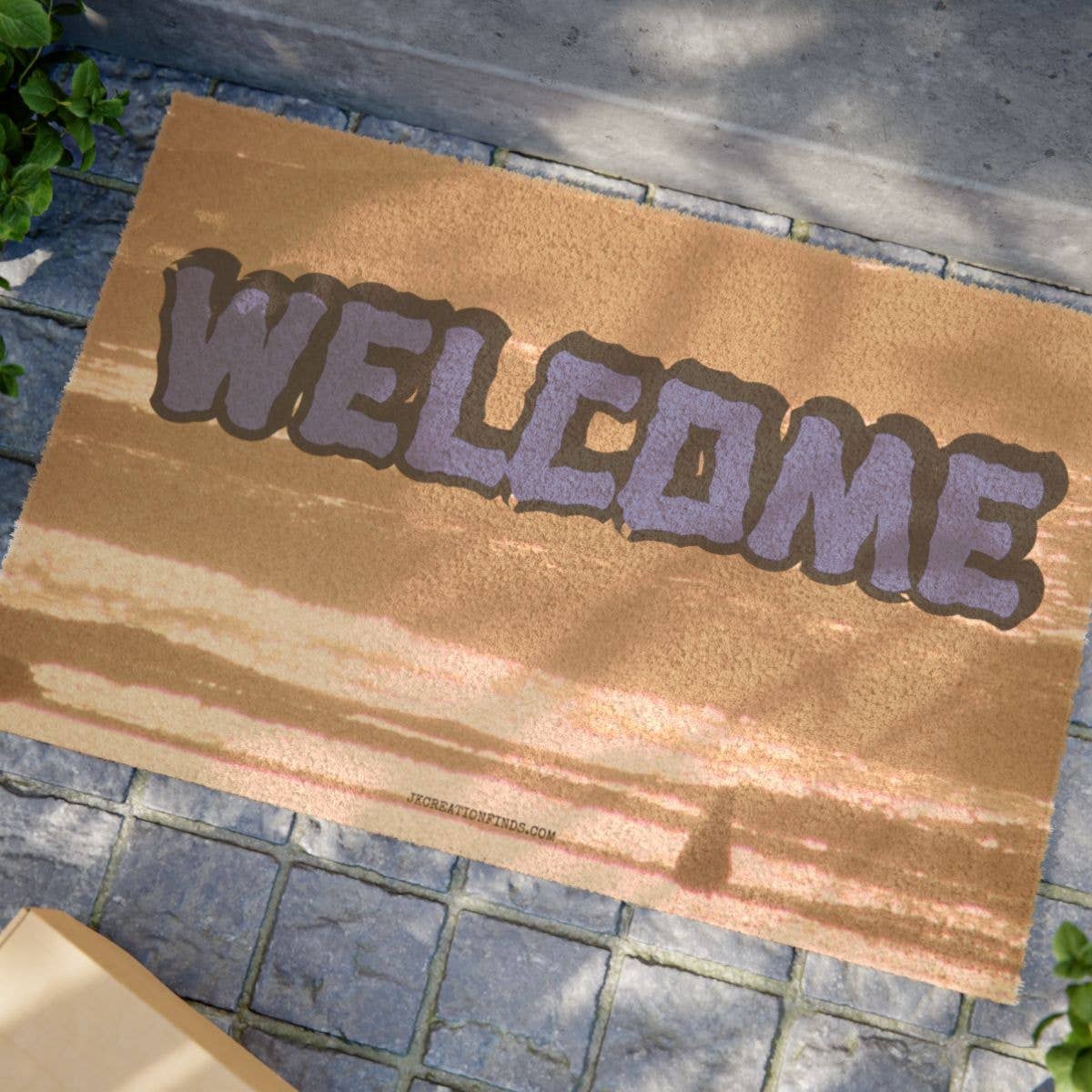 Welcome Doormat, Blue Graffiti Entryway Mat, Shimmering Ocean Beach Home Decor, Coastal Housewarming Gift, Front Door Welcome Mat, Unique