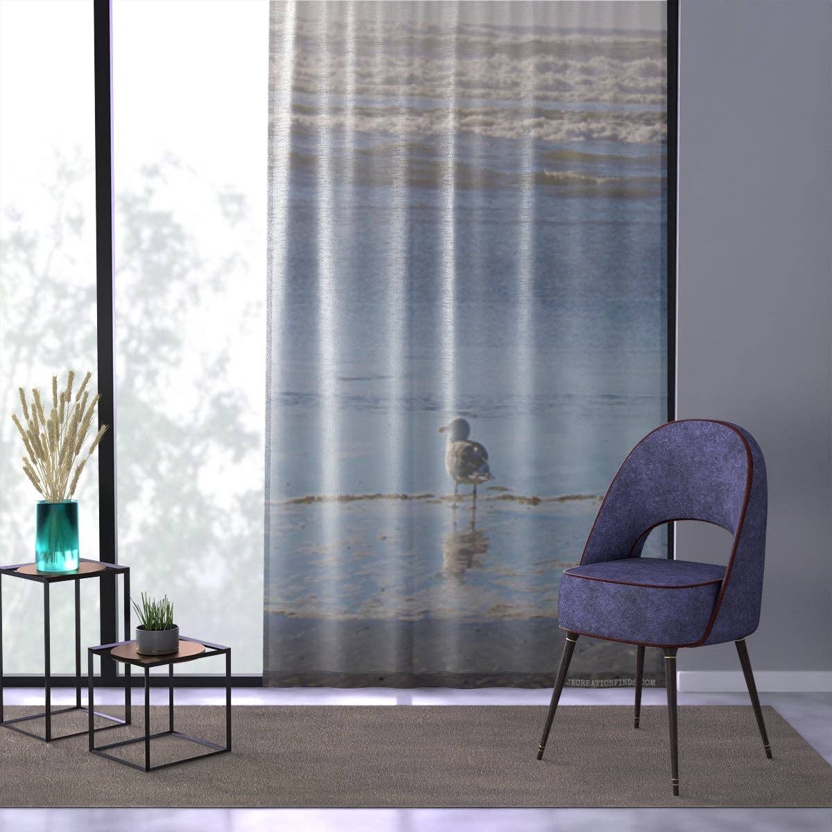 Seagull Window Curtain, Beach Decor, Coastal Living, Ocean View, Bird Lover, Nature Inspired Window Covering, Relaxing Home Decor