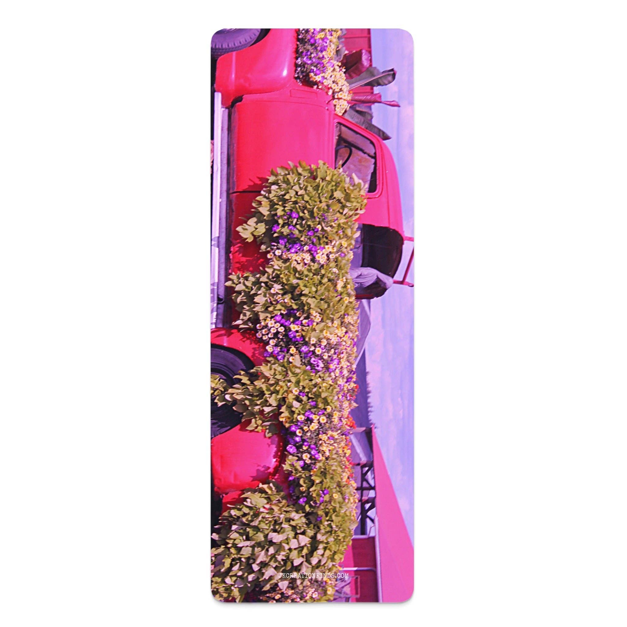Red Truck Rubber Yoga Mat, Floral Yoga Mat, Farmhouse Yoga Mat, Editable Yoga Mat, Personalized Gift, Flower Truck Mat, Exercise Mat