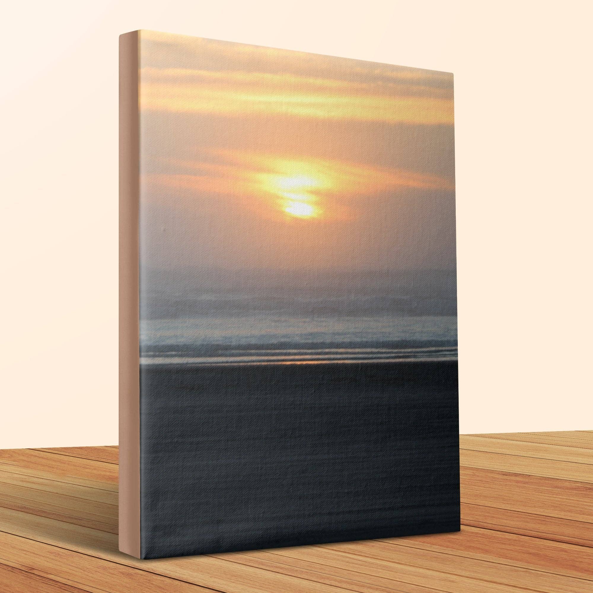 Stunning Sunset Over Ocean Shores Canvas Wrap, Beach Sunset Photography Wall Art, Scenic Coastal Decor, Ocean Shores Washington