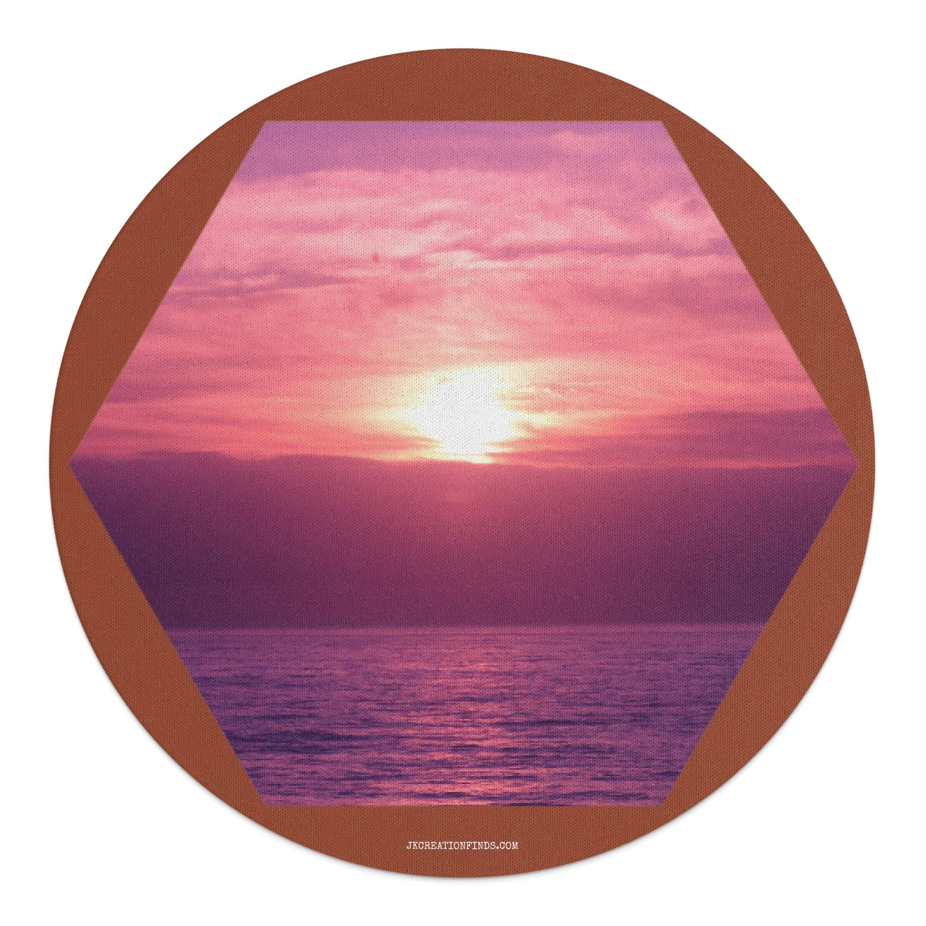 Stunning Sunset Round Mouse Pad, Unique Desk Accessory, Customizable Mouse Pad, Perfect Gift for Her, Pink and Purple Sky, Ocean View