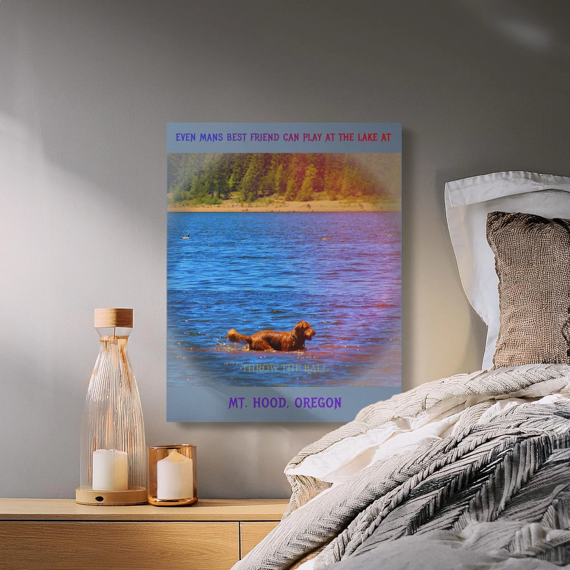 Mt Hood Oregon dog canvas art