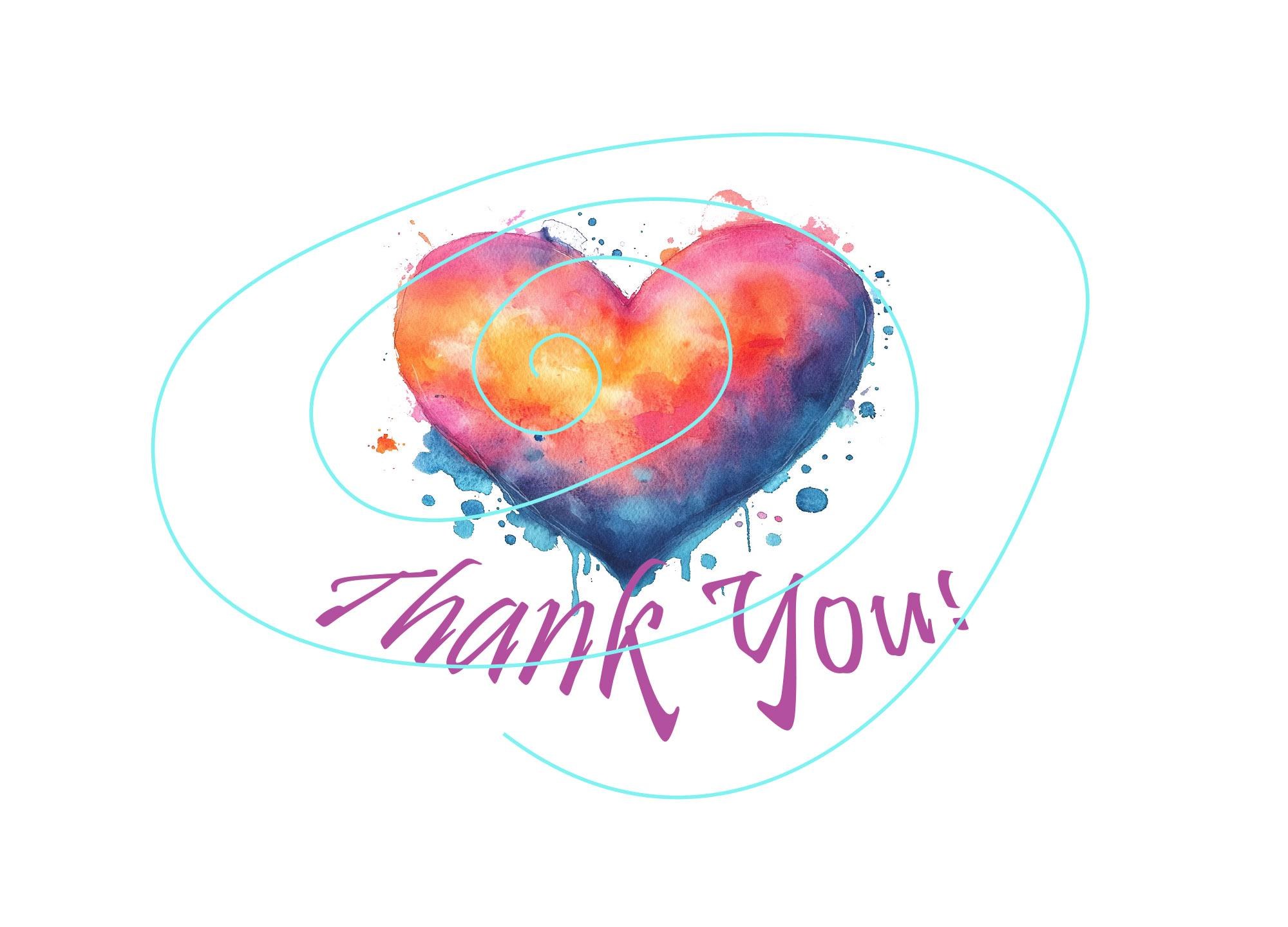 Multicolor Heart Digital Thank You Card - Abstract Design - Blank Inside
